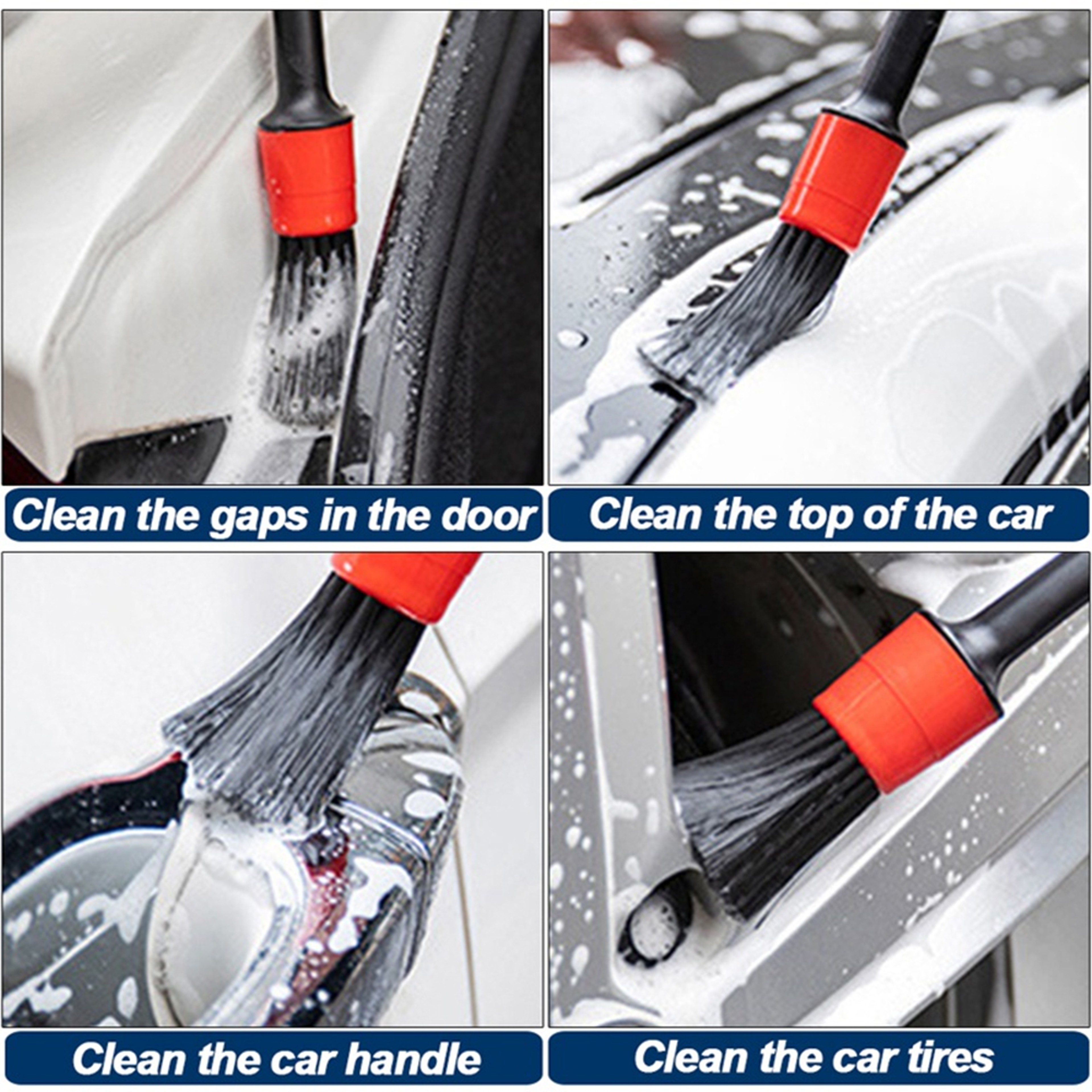 Cleaning Detailing Leather Air Vents Care, Dust Clean Brush Set for Car, Motorcycle Interior, Exterior Tools – view 3