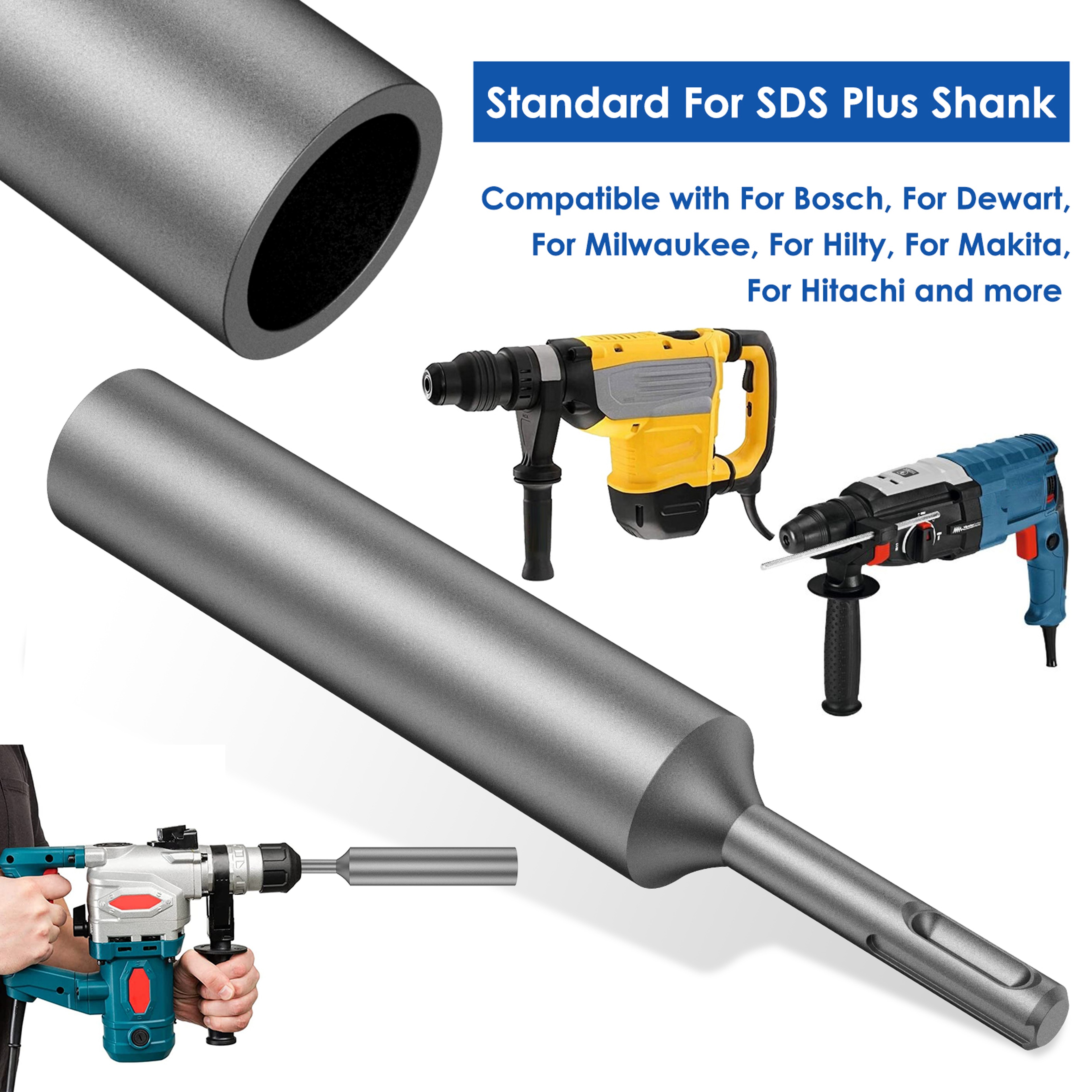 SDS Plus Ground Rod Driver  Earth Stake Grounding Rod Hardened Steel For SDS Plus Rotary Hammer Dri