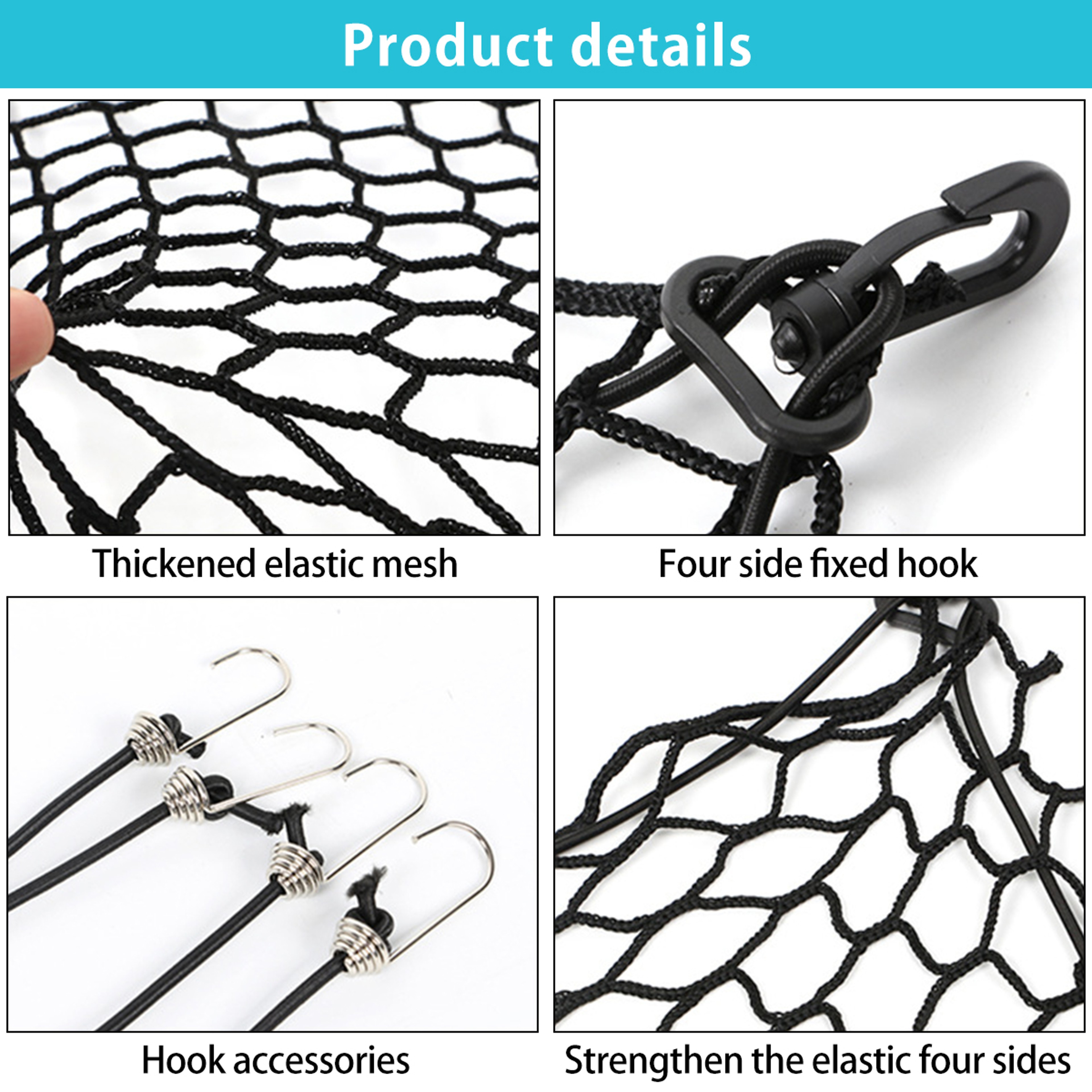 Durable Pet Car Barrier Net, Elastic Dog Safety Fence, Fold able Car Dog Barrier with Hooks, Universal Auto Dog – view 5