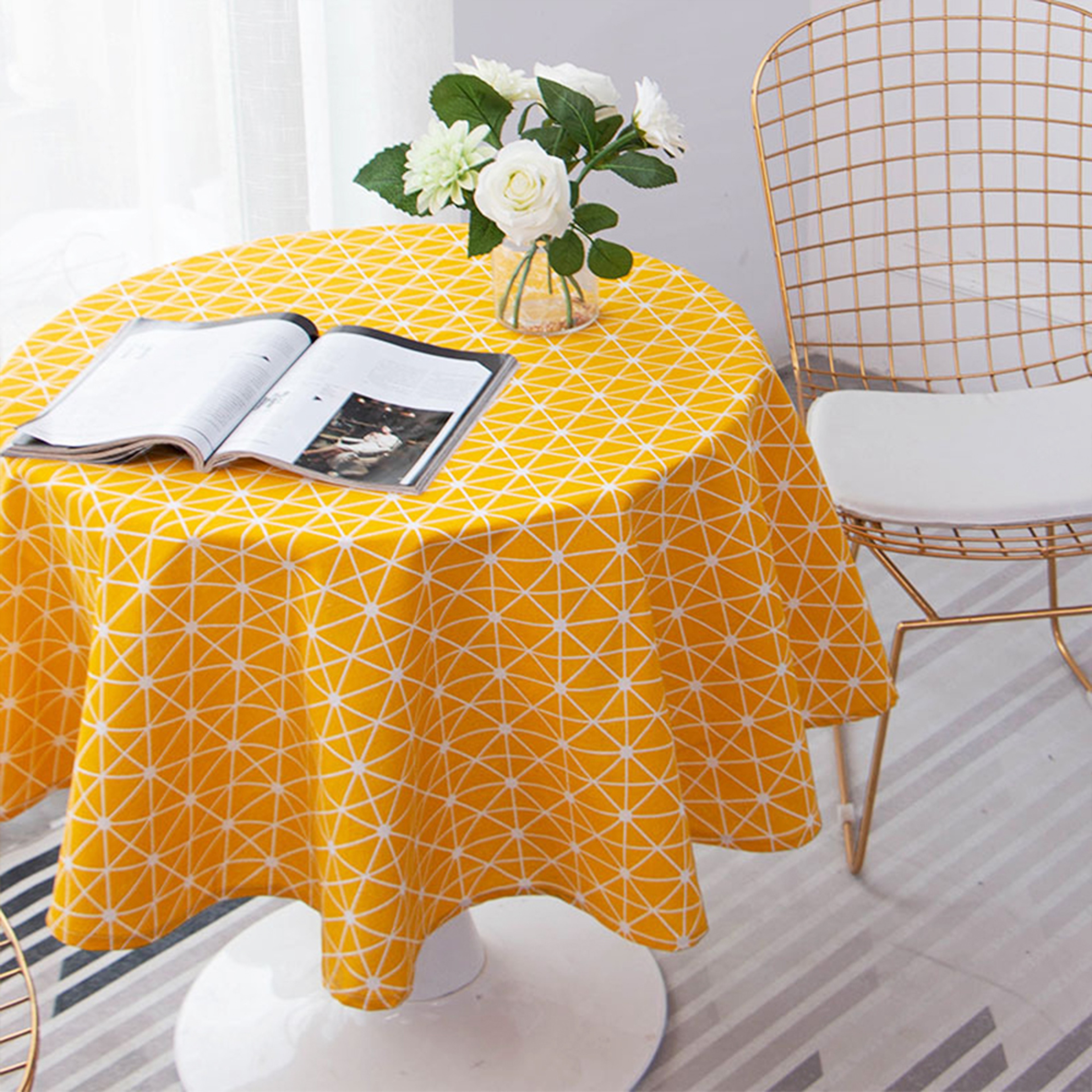 Nordic Round Tablecloths Washable Cotton Linen Dining Table Pad Perfect For Banquet Wedding Christm