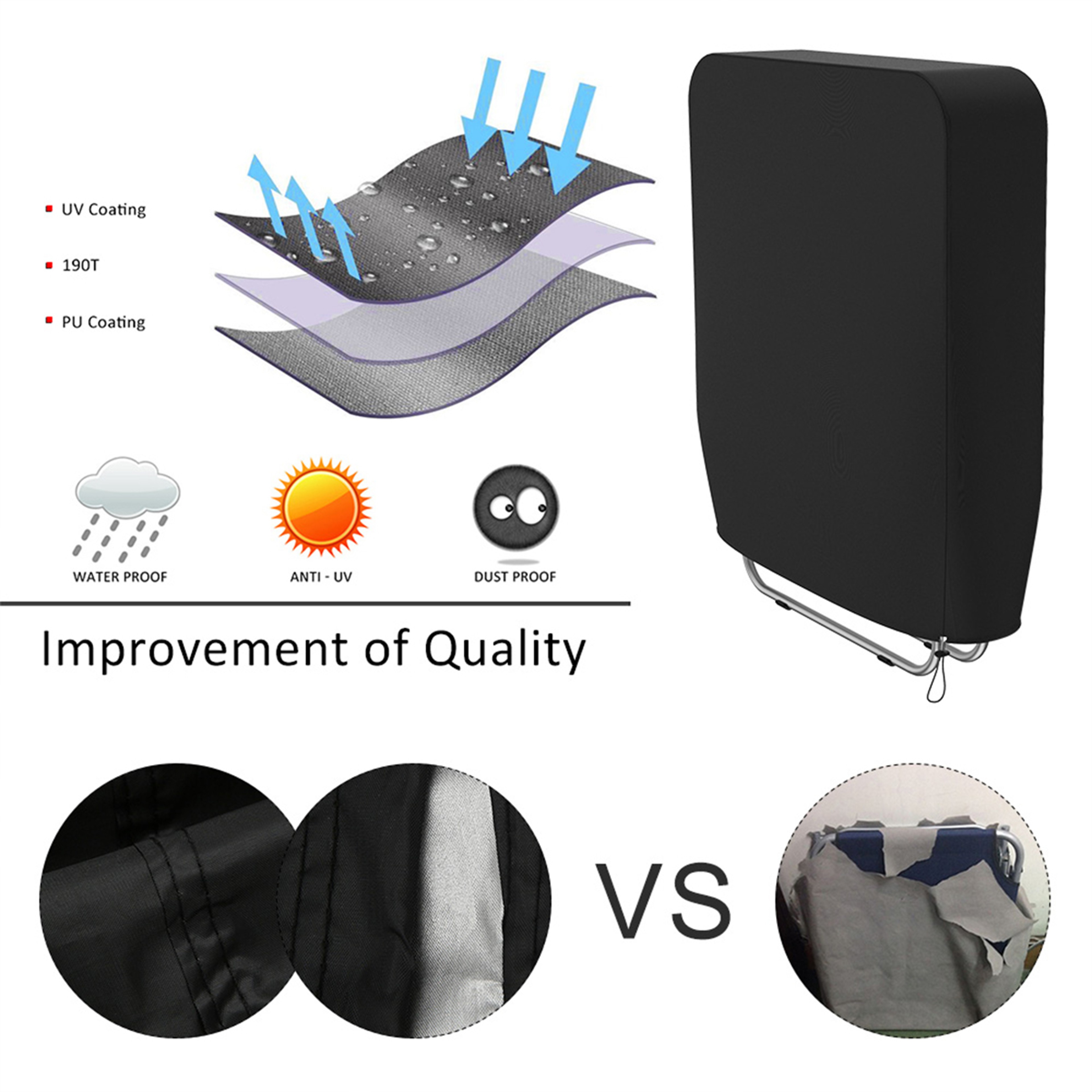 Folding Reclining Chair Cover Water Proof Dust Proof Lounger Cover With Storage Bag Prevent Sunburn 5