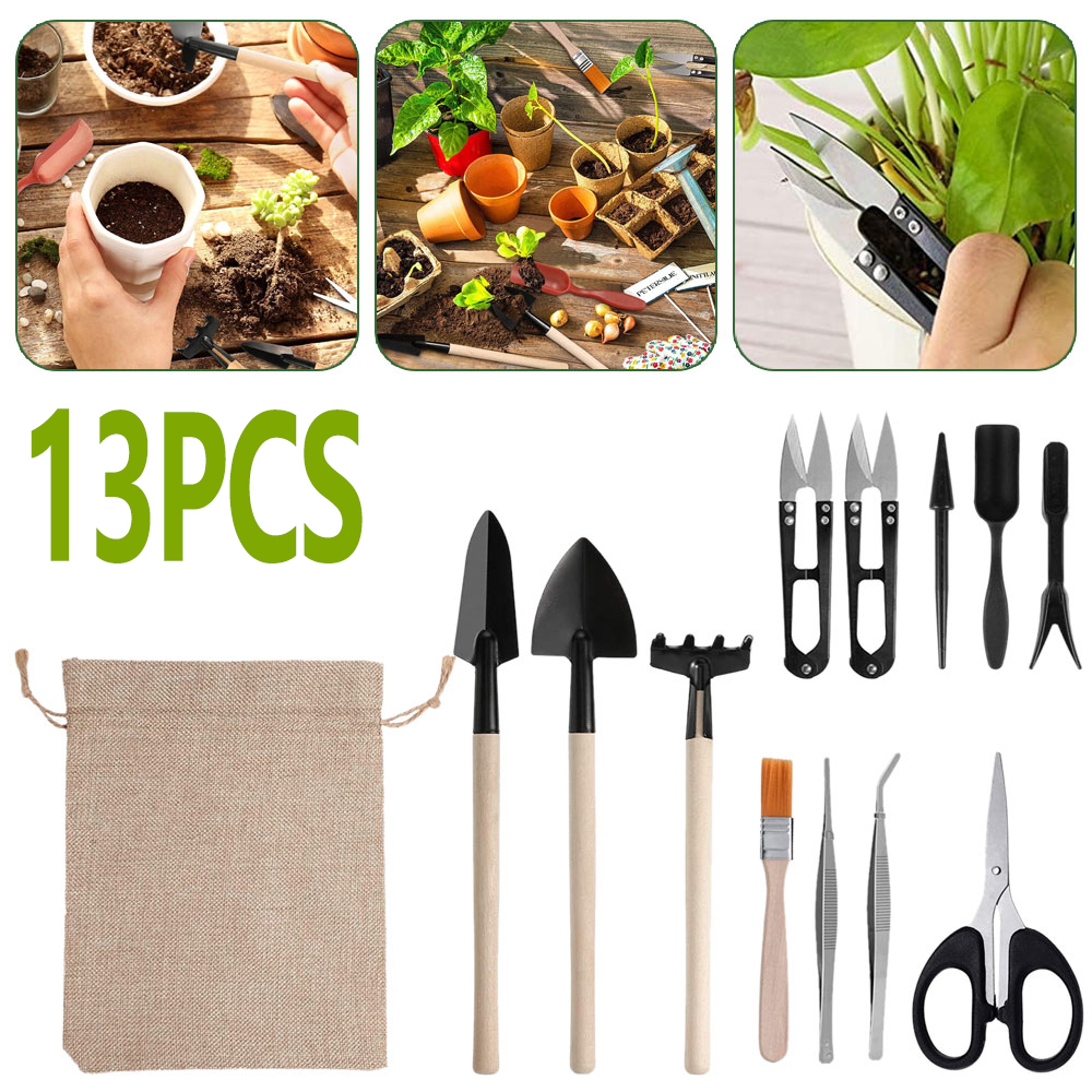 Mini Garden Shovel Rake Set Wooden Handle Bonsai Tools For Flowers Potted Plants Weeding  Gardening 1