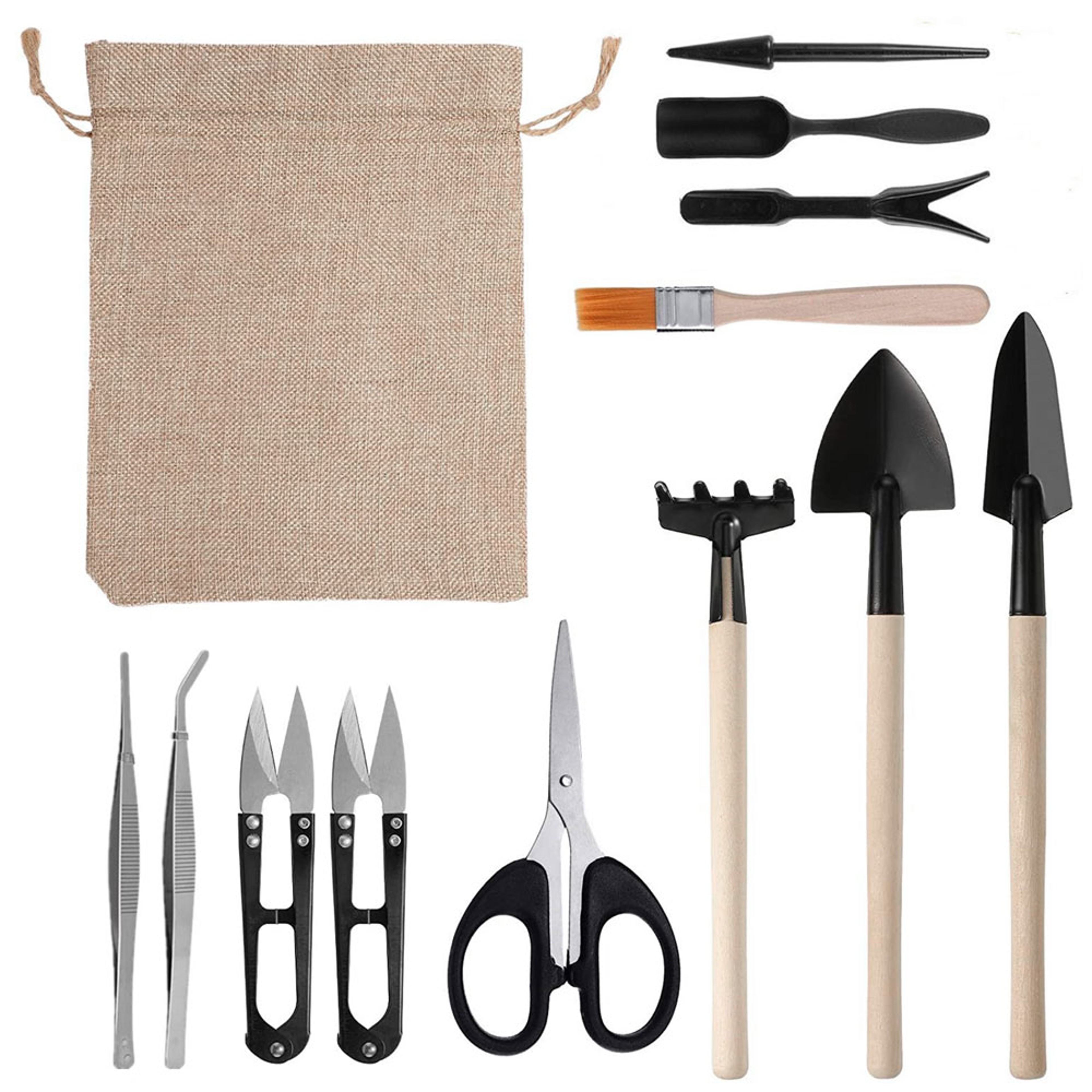 Mini Garden Shovel Rake Set Wooden Handle Bonsai Tools For Flowers Potted Plants Weeding  Gardening 0