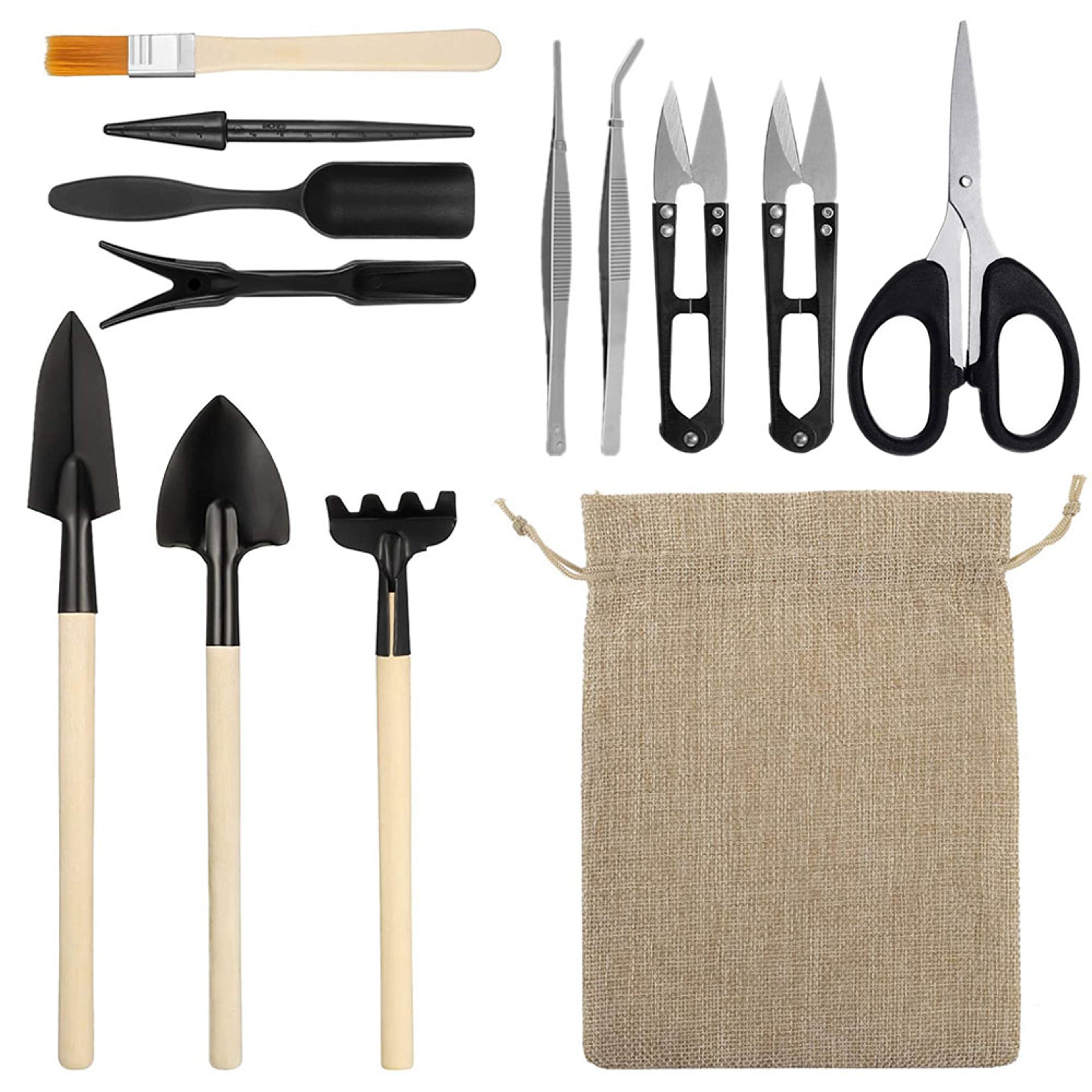 Mini Garden Shovel Rake Set Wooden Handle Bonsai Tools For Flowers Potted Plants Weeding  Gardening 6