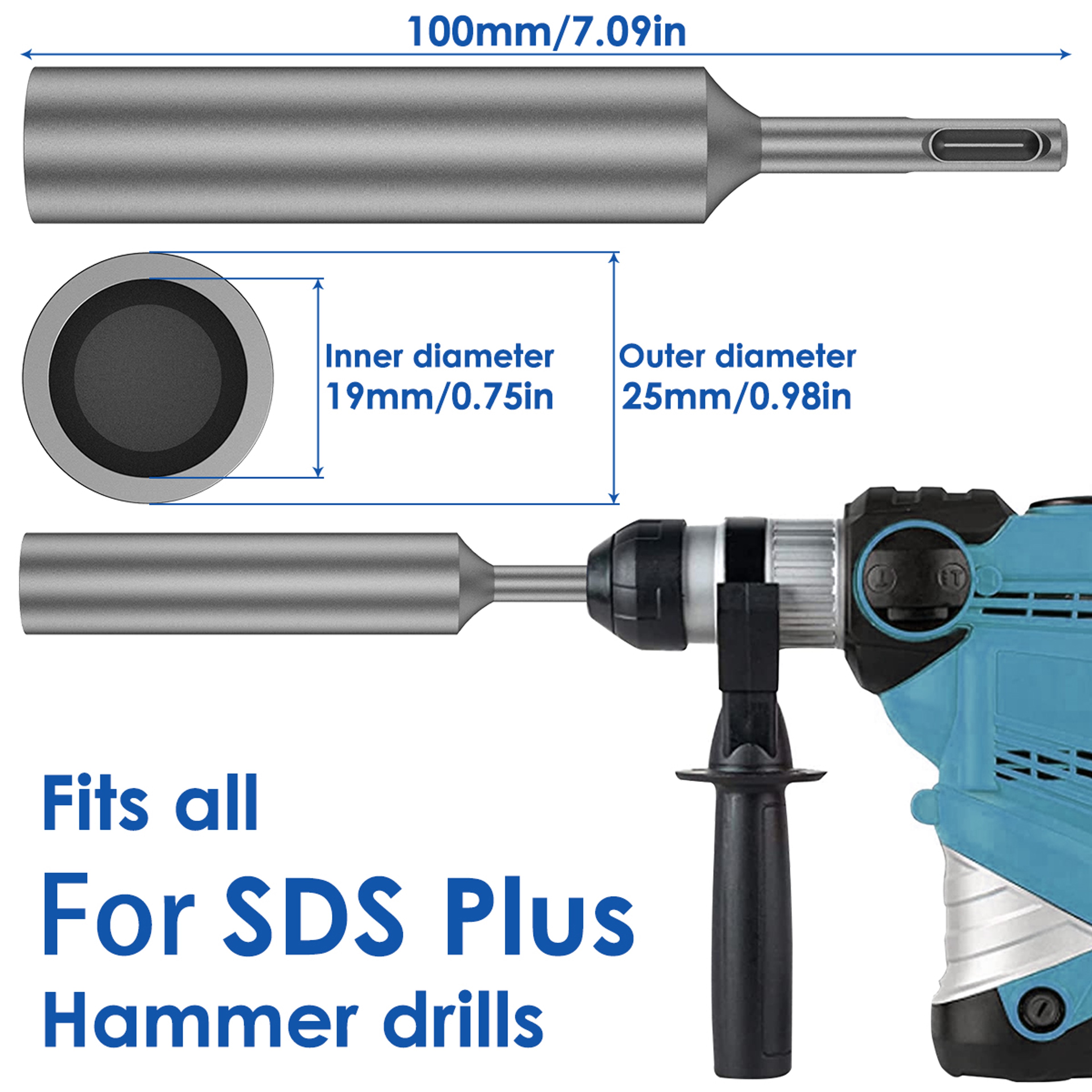 Ground Rod Driver SDS Plus Bit With Rotary Hammer Drill Bits Tool Accessories Hardened Earth Drivin 8