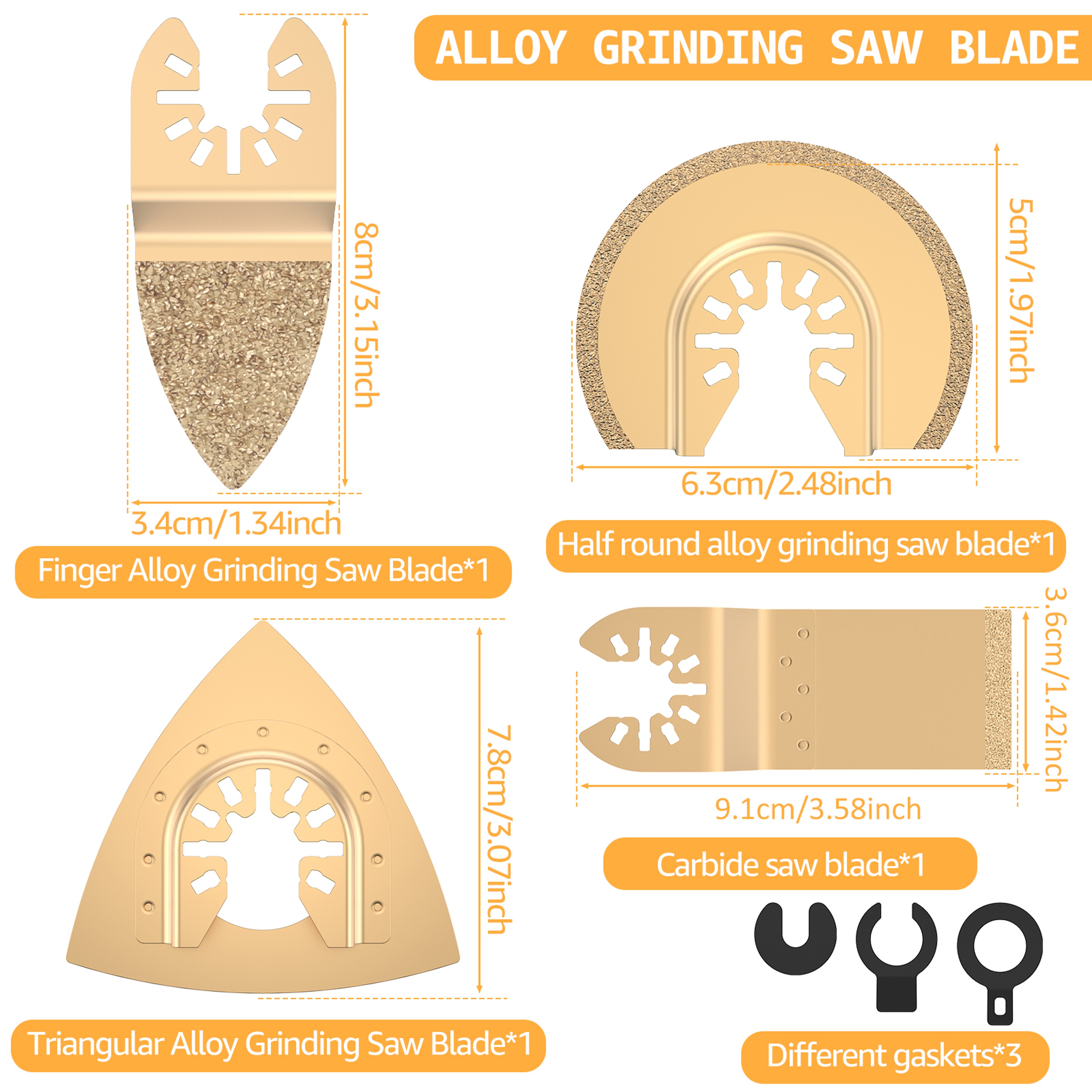 Diamond Oscillating Saw Blade Set Quick Release Universal Multi Tool Blade Electric Accessories For 6