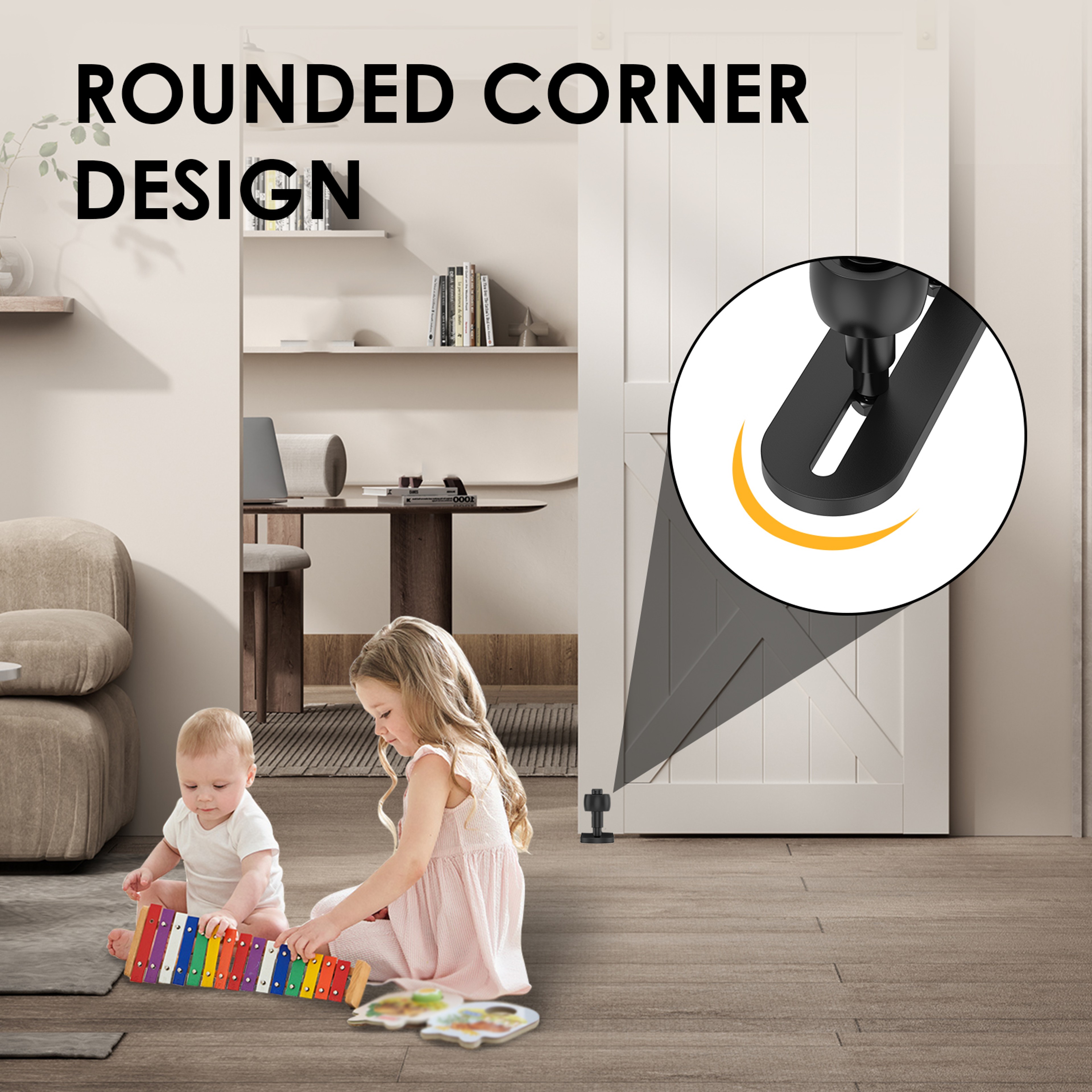 Adjustable Rollers Barn Door Hardware Wall Mount System Easy To Install Rounded Edge Design Flush B 2