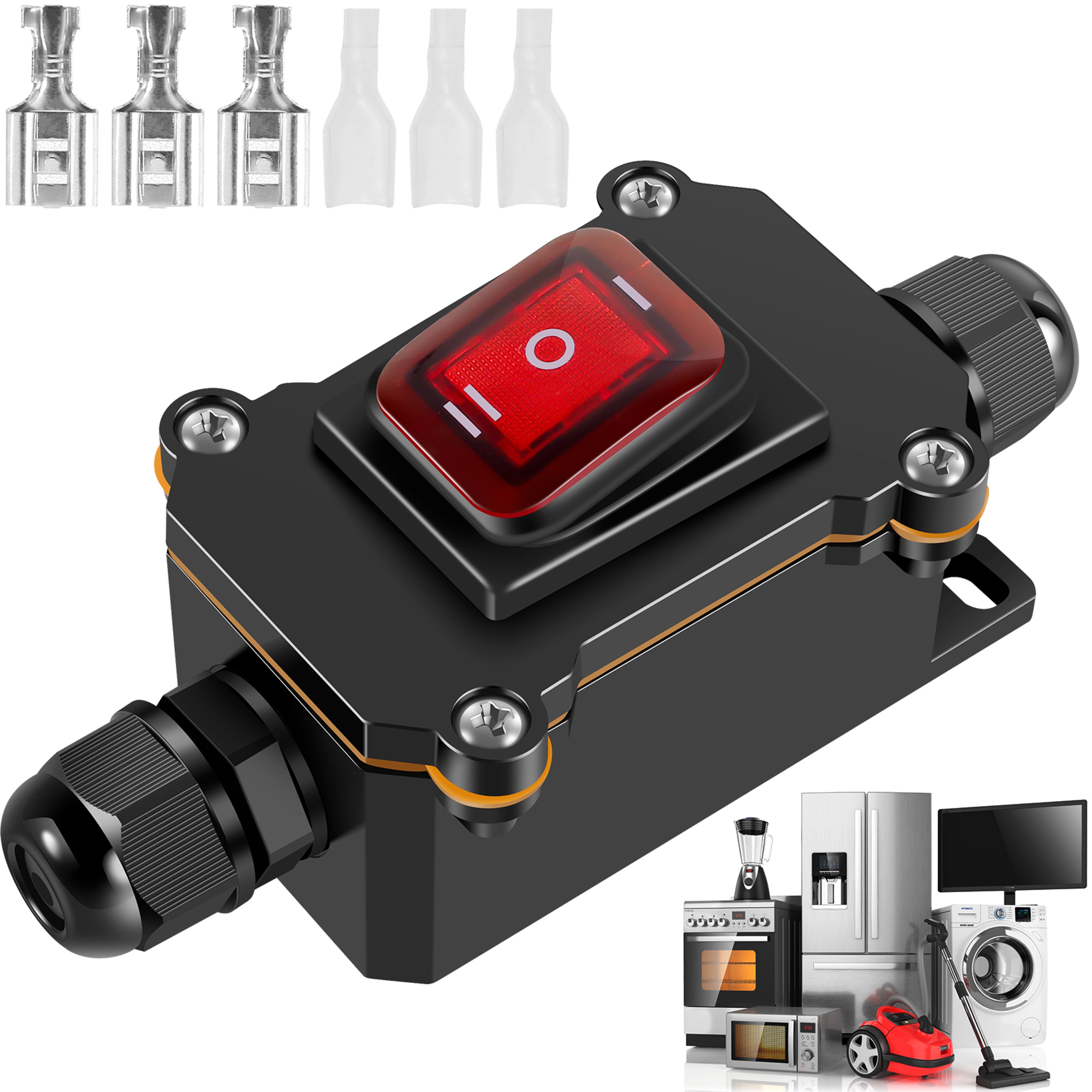 Inline Power Cord Switch Box Marine Rocker On Off High Current Connector For Outdoor Refitting Junc 0