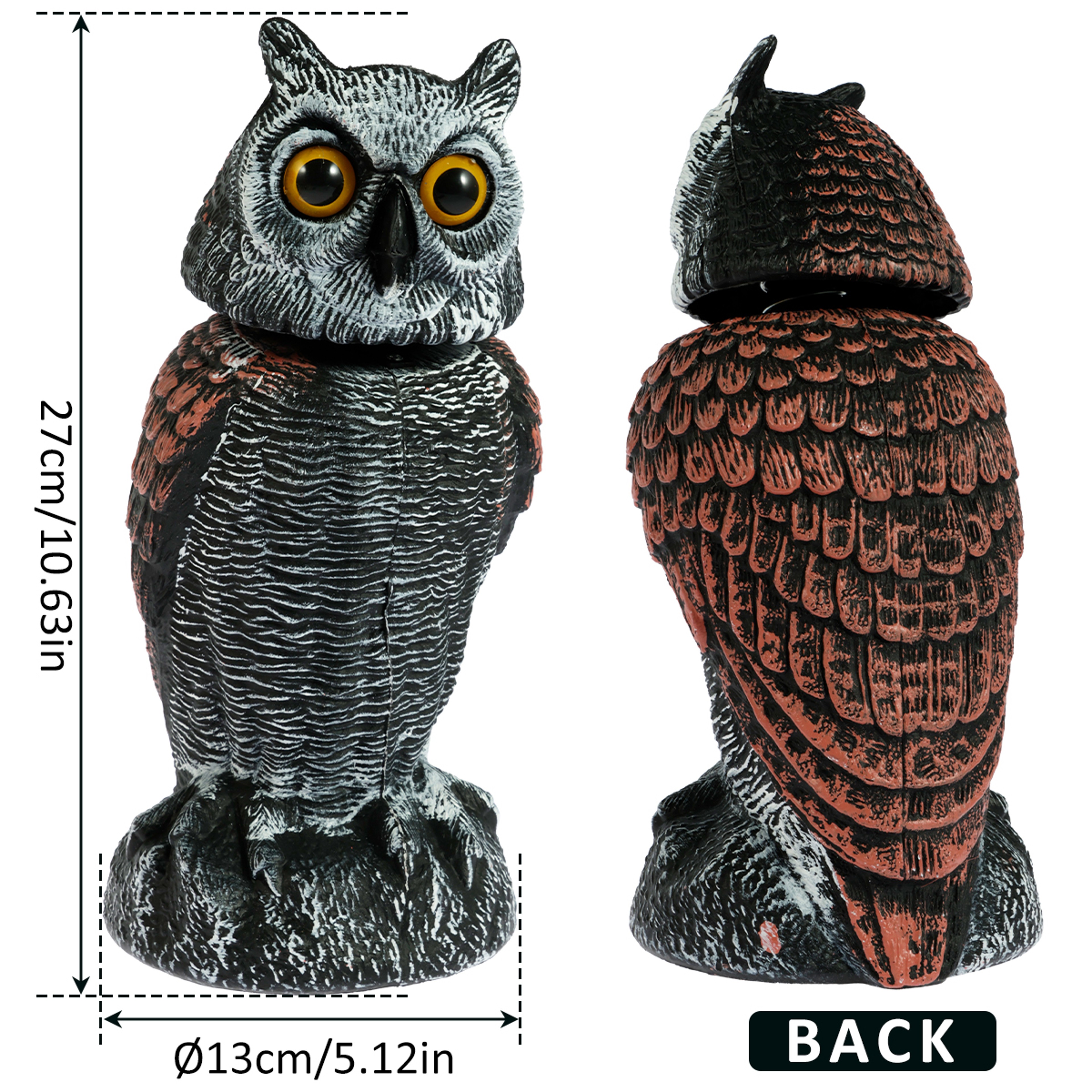 Fake Owls Scare Birds Swivel Head Waterproof Fake Owl Repellent For Outdoor Indoor Garden Yard Pest 5
