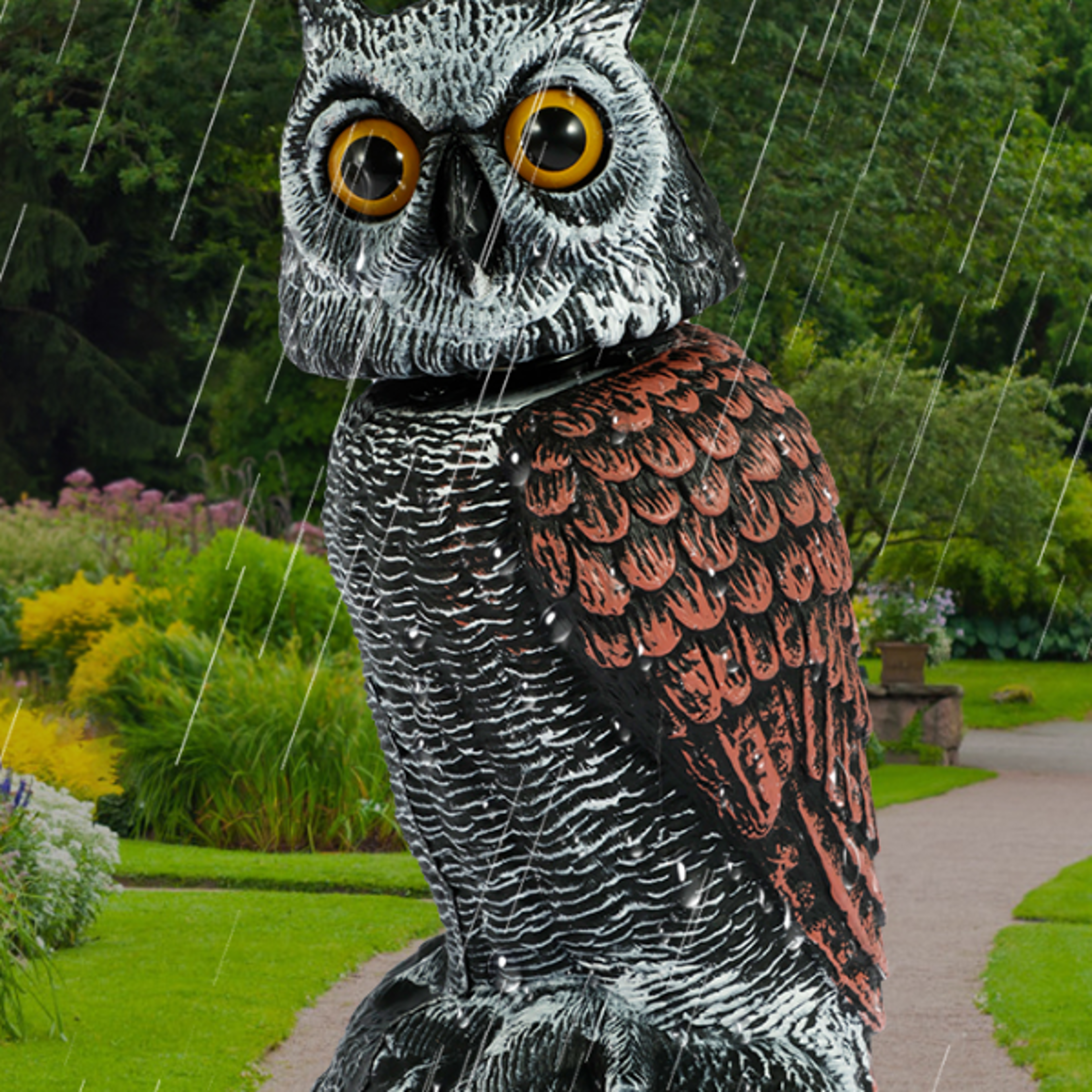Fake Owls Scare Birds Swivel Head Waterproof Fake Owl Repellent for Outdoor Indoor Garden Yard P