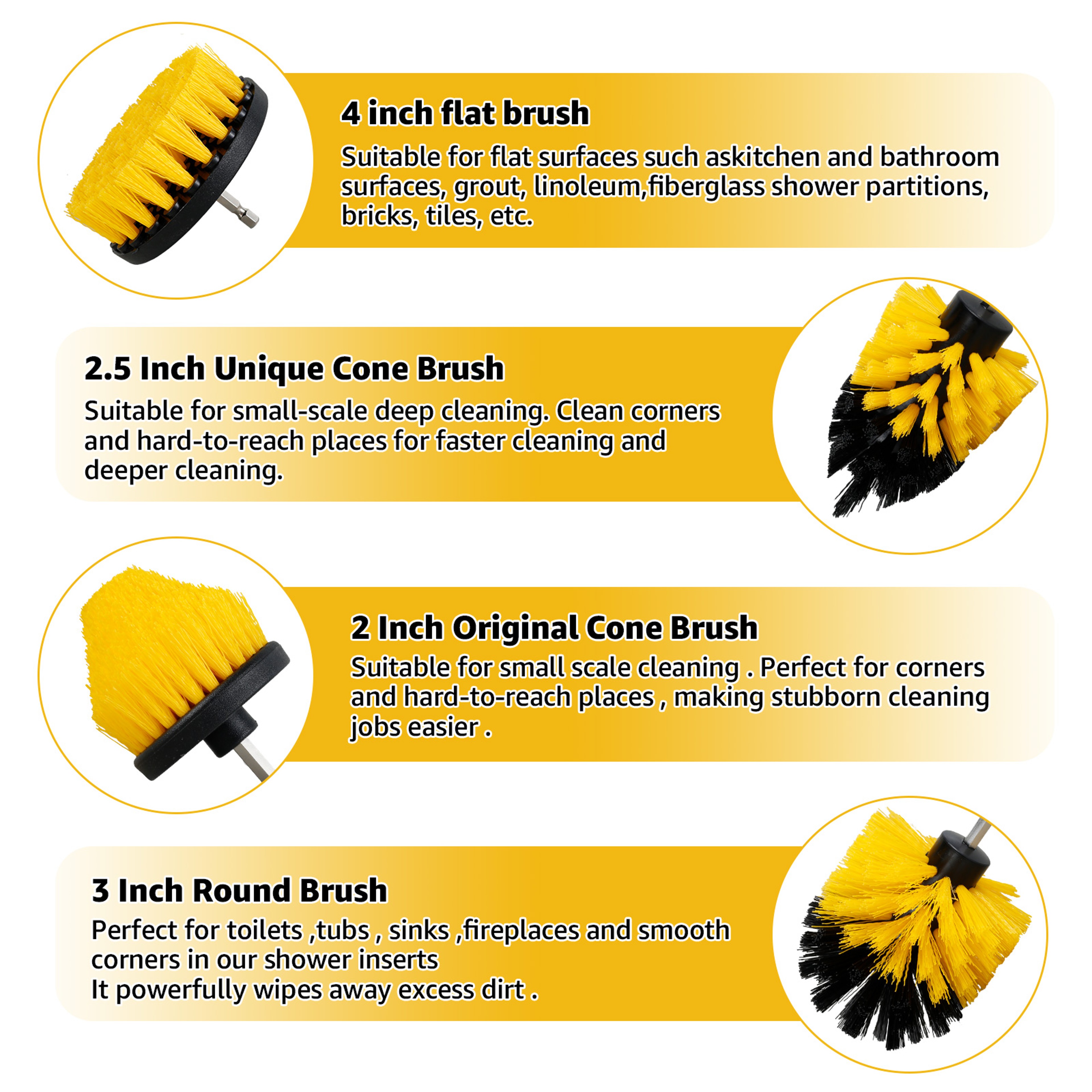 Electric Drill Brush Kit, Multipurpose Power Cleaning Attachment Set, Scrub Brush & Microfiber Cloth – view 2