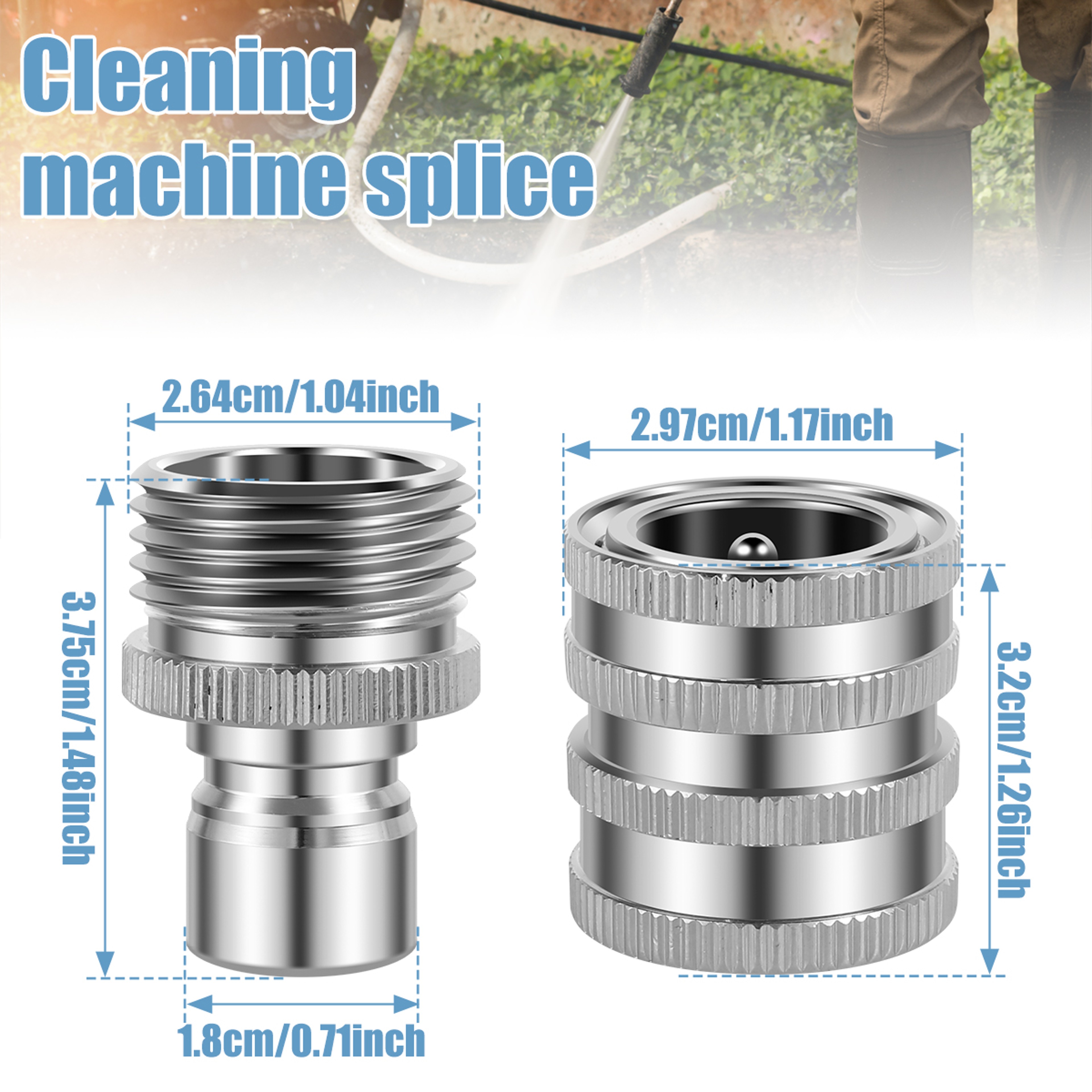 Thread Tap Coupling Stainless Steel Garden Hose Quick Connector, Water Hose Fitting, Pressure Washer Pump Adaptor – view 6