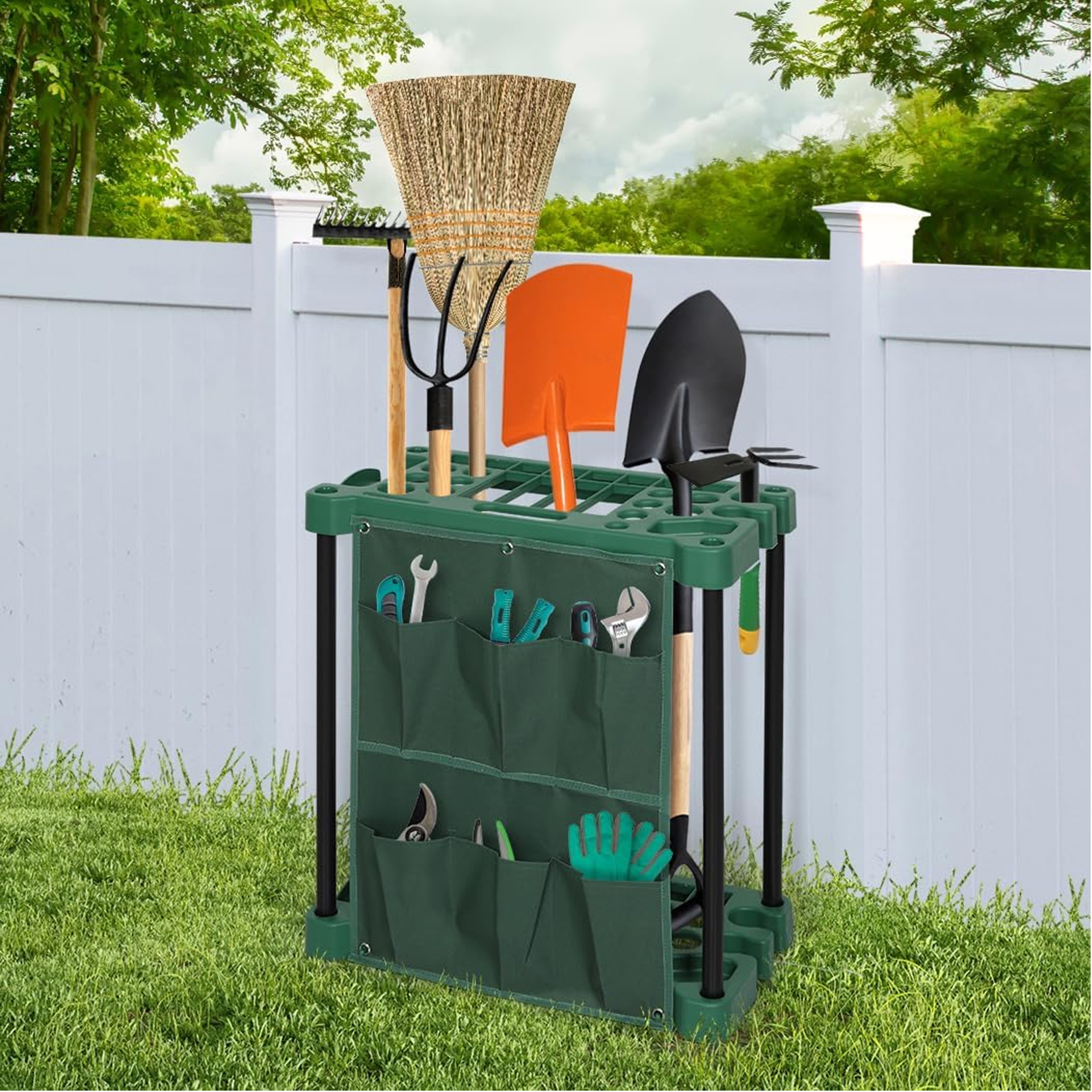 Tool Storage Rack 33 Compartments Large Garden Tool Organizer Lightweight Construction Farm Tool 0