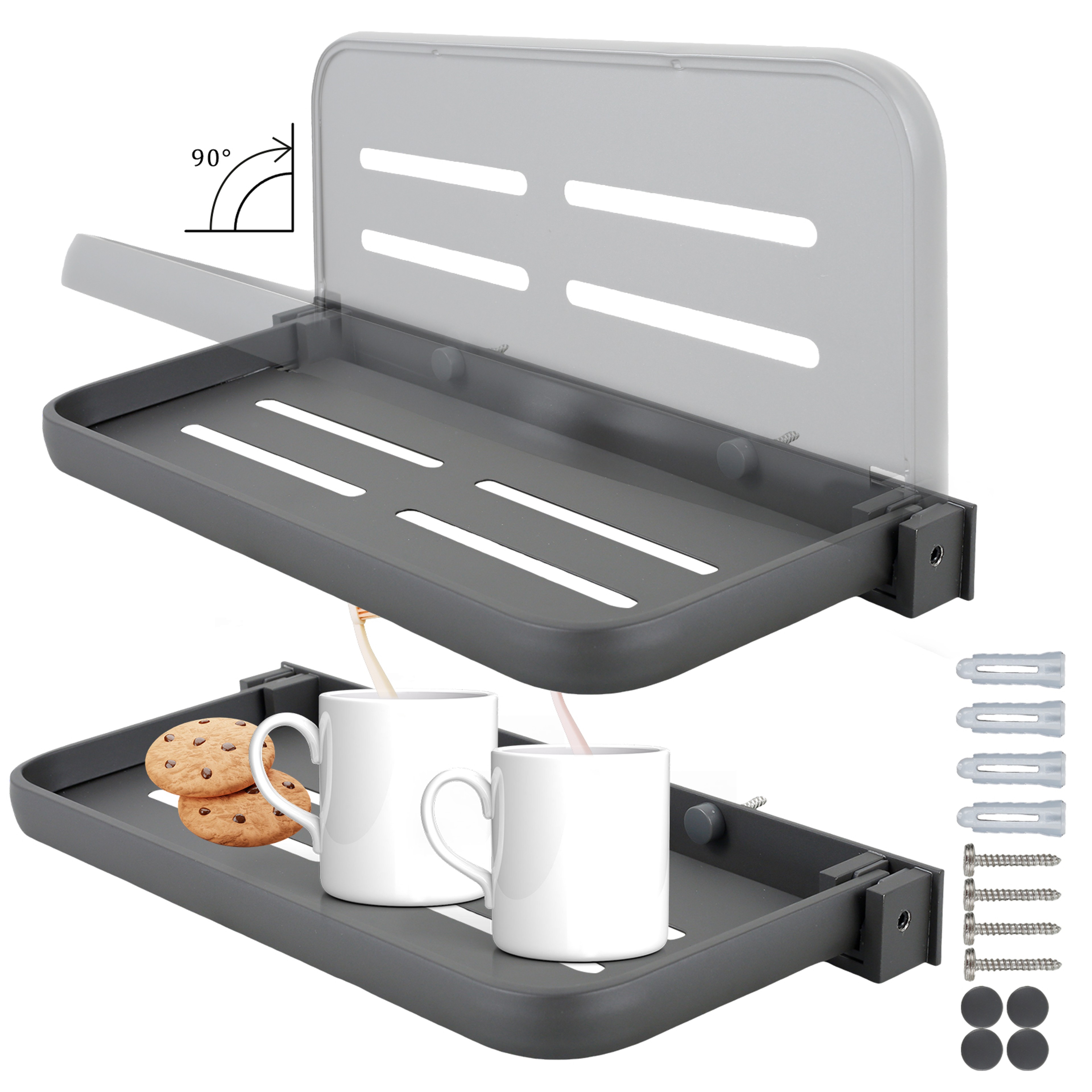 Fold able Shelf Space Saving Organizer, Aluminium Wall Storage Rack, RV Floating Shelf, Easy to Install Car Accessories – view 1