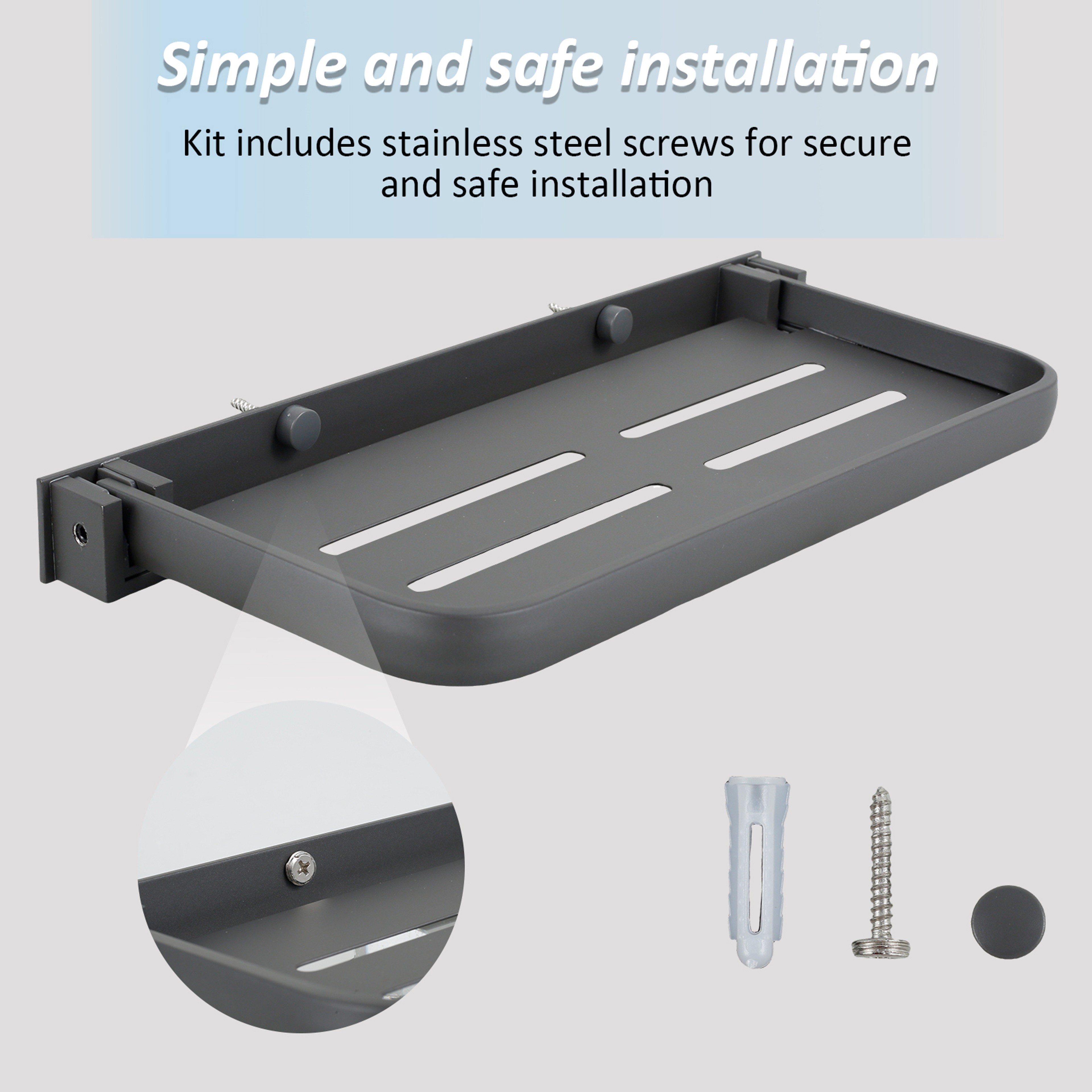 Fold able Shelf Space Saving Organizer, Aluminium Wall Storage Rack, RV Floating Shelf, Easy to Install Car Accessories – view 6