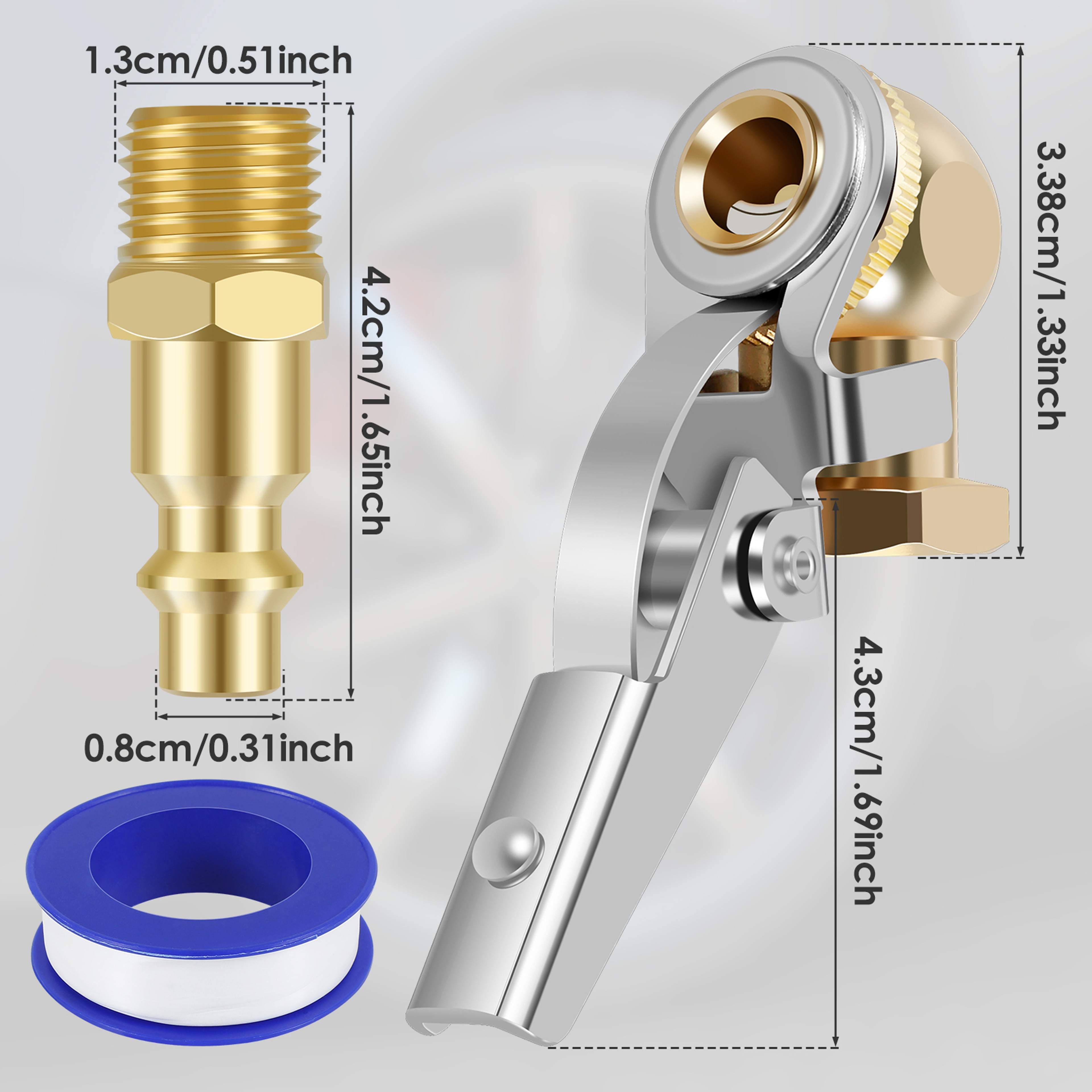 Car Air Pump Nozzle Adaptor FNPT Tire Air Chucks Car Infiltrator Valve Connector Clamp 5