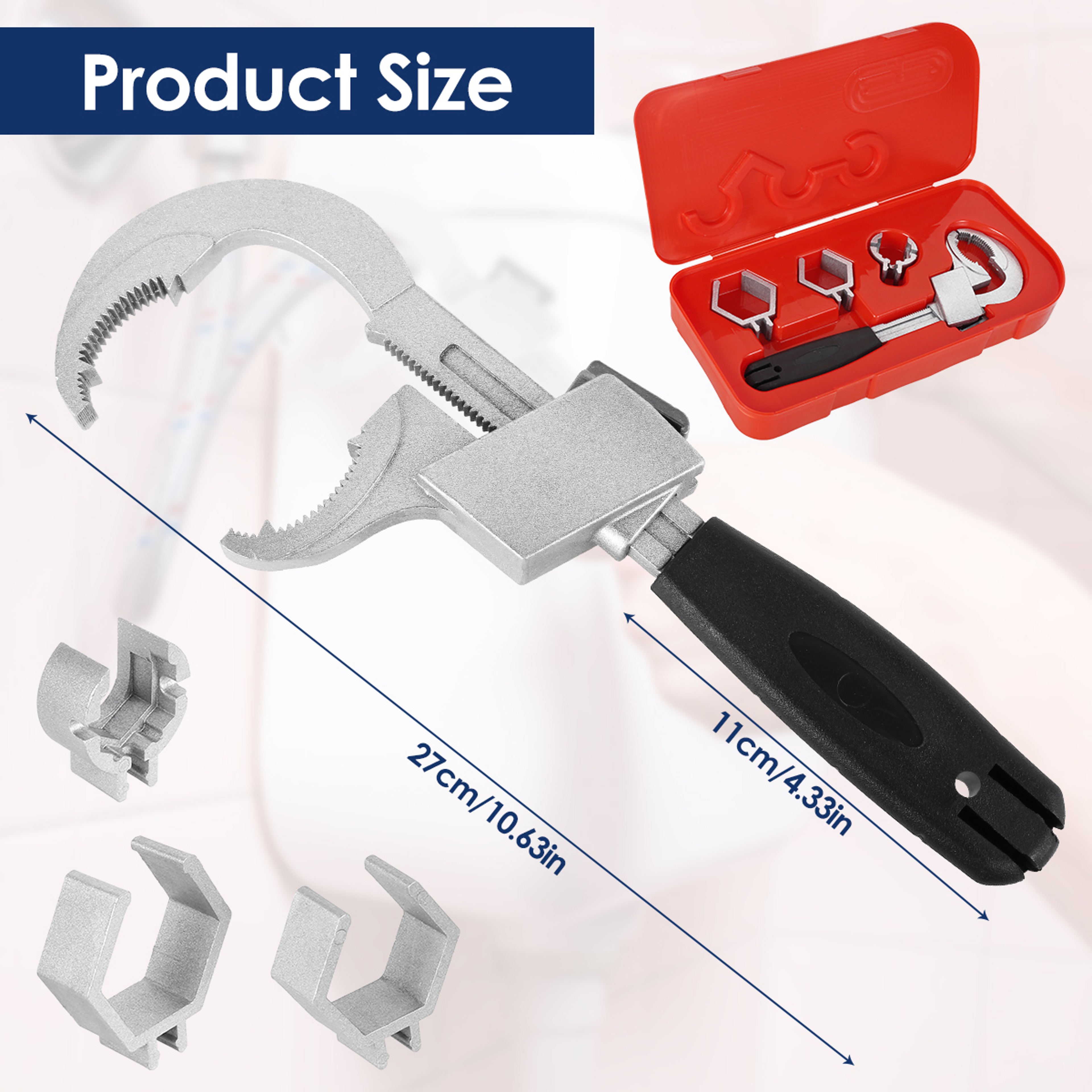 Bath Wrench, Universal Adjustable Multifunctional Wrench, Double Head Water Pipe Spanner for Faucet Repair – view 6