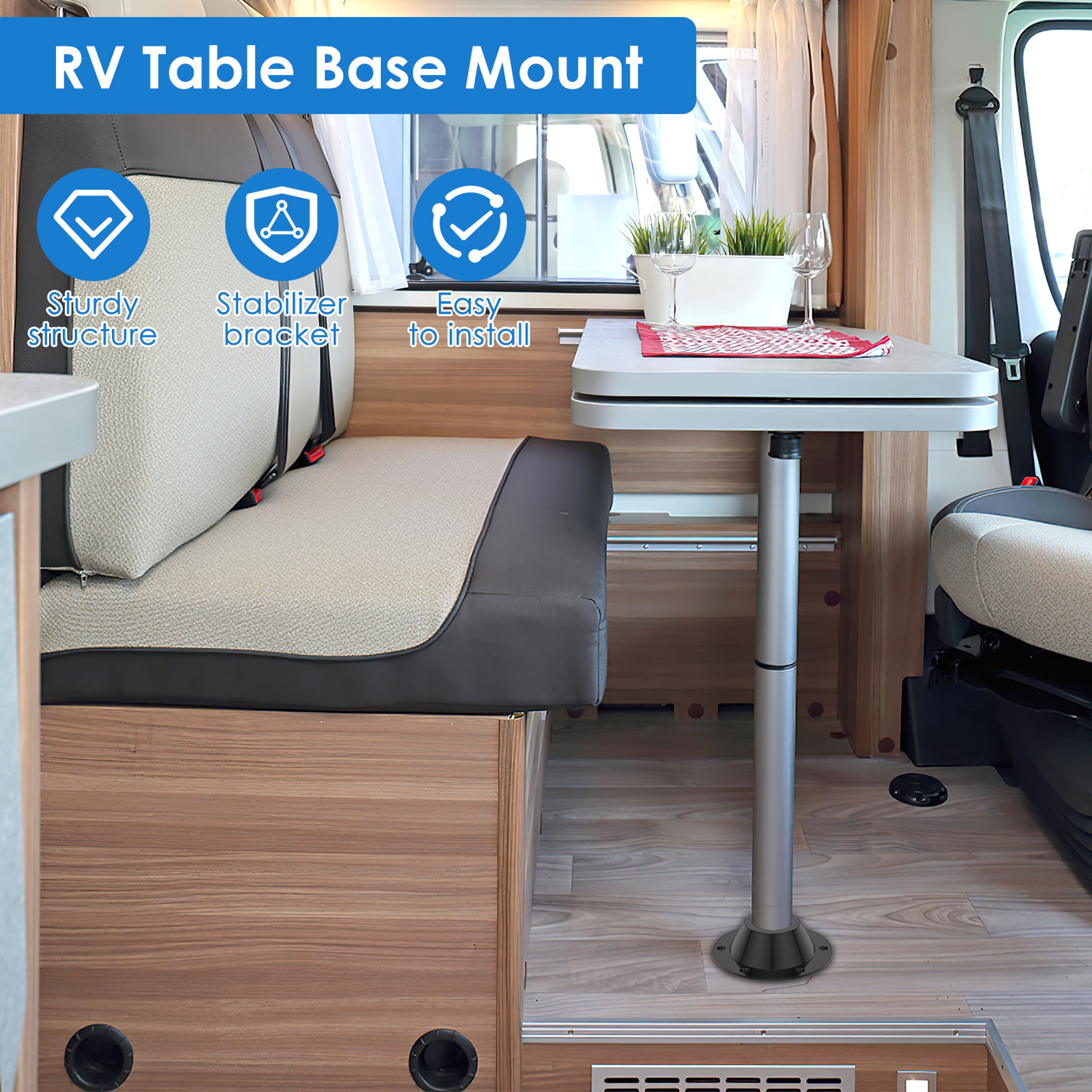 Table Base Aluminium Alloy Anti-rust Pedestal, Yacht Table Base Flange, Standard Table Floor Mounting Bracket Bases – view 2