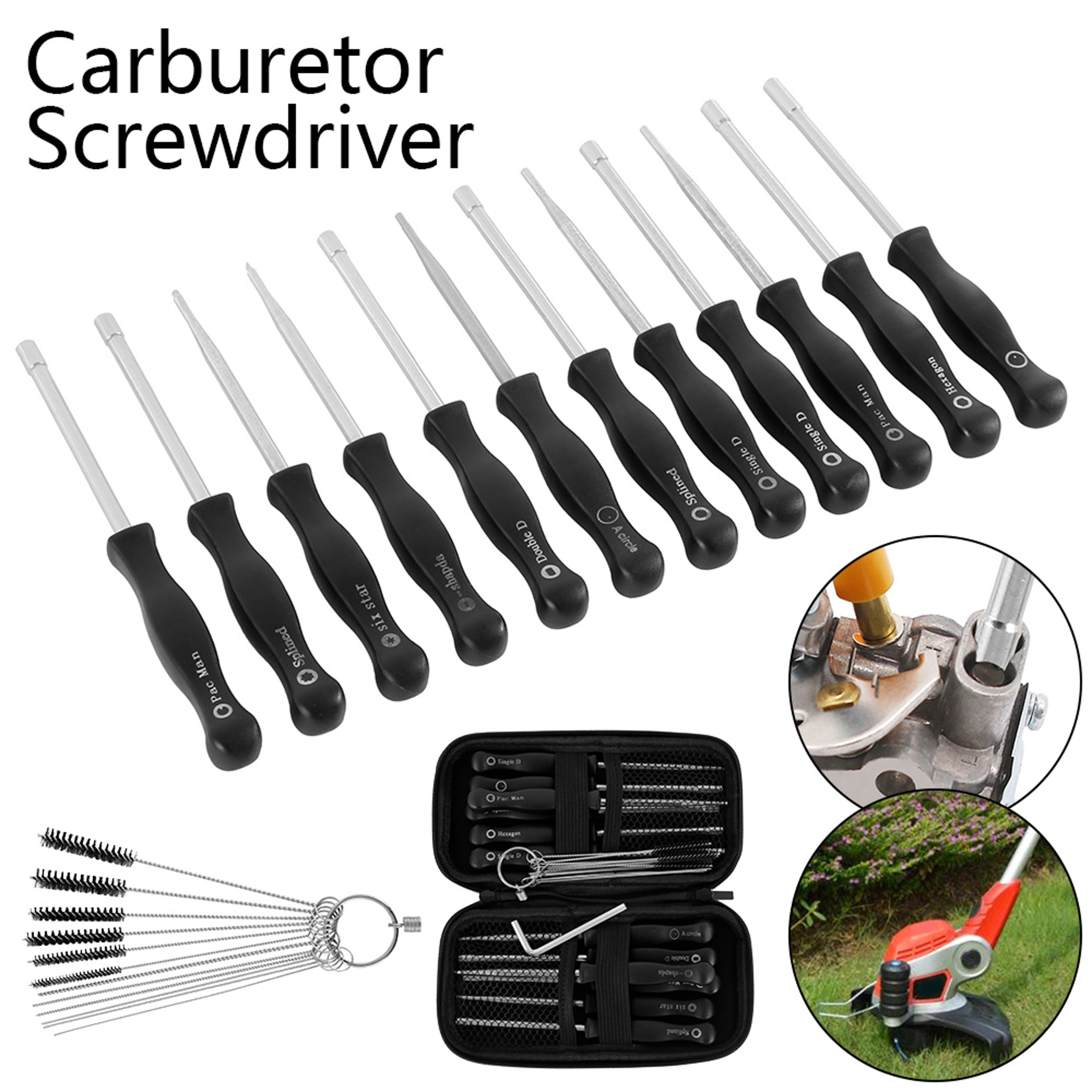 Professional Carburettor Adjustment Tool Kit, Hexagon Socket Screwdriver Set, Cleaning Brush Needle, Essential Repair – view 4