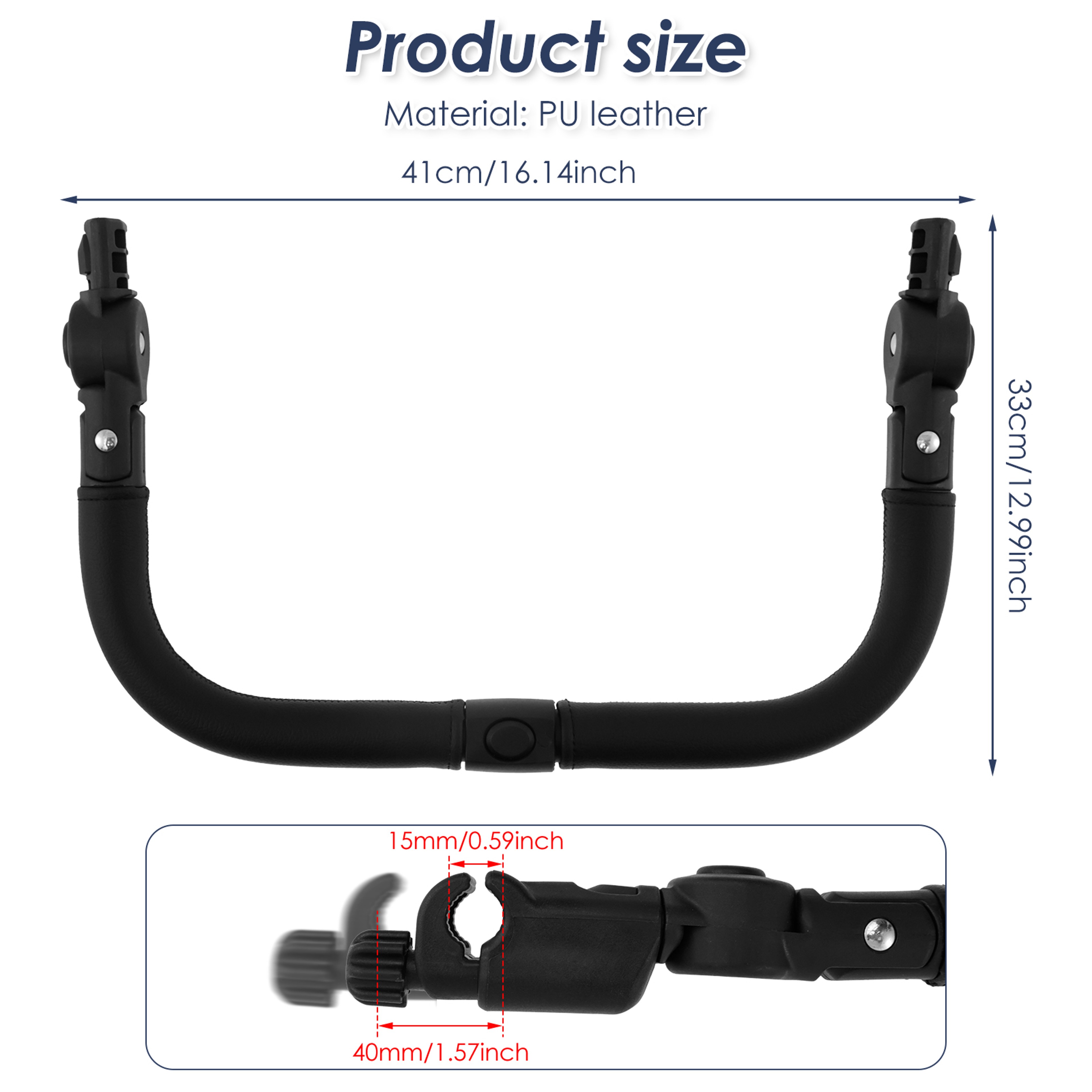 Stroller Bumper Bar Replacement Adjustable Angle Armrest Detachable Handlebar Smooth Leather Crossb 5
