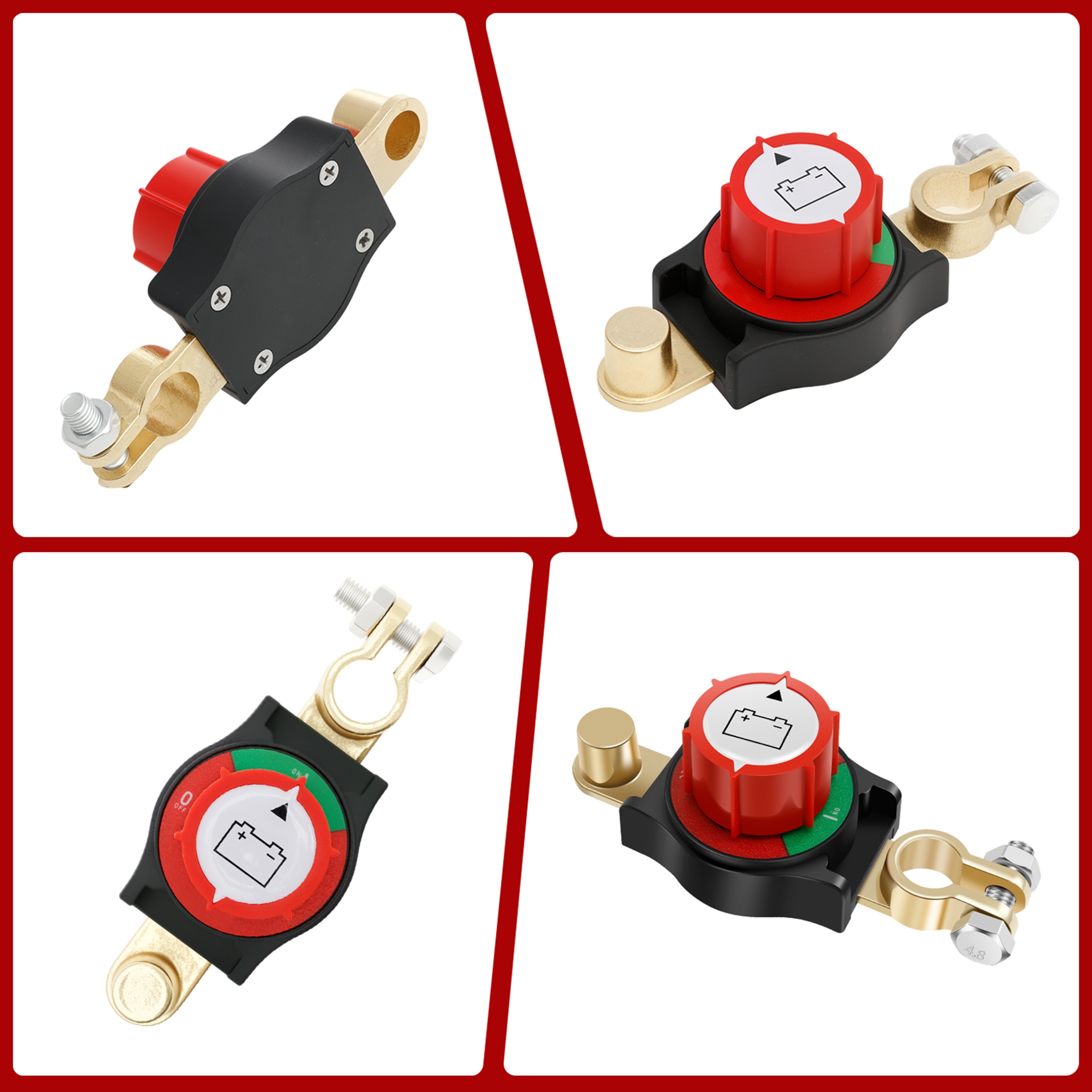 Top Post Battery Disconnect Switch Safe Car Battery CutOff Switch For Terminals Kill Switch For Veh 4