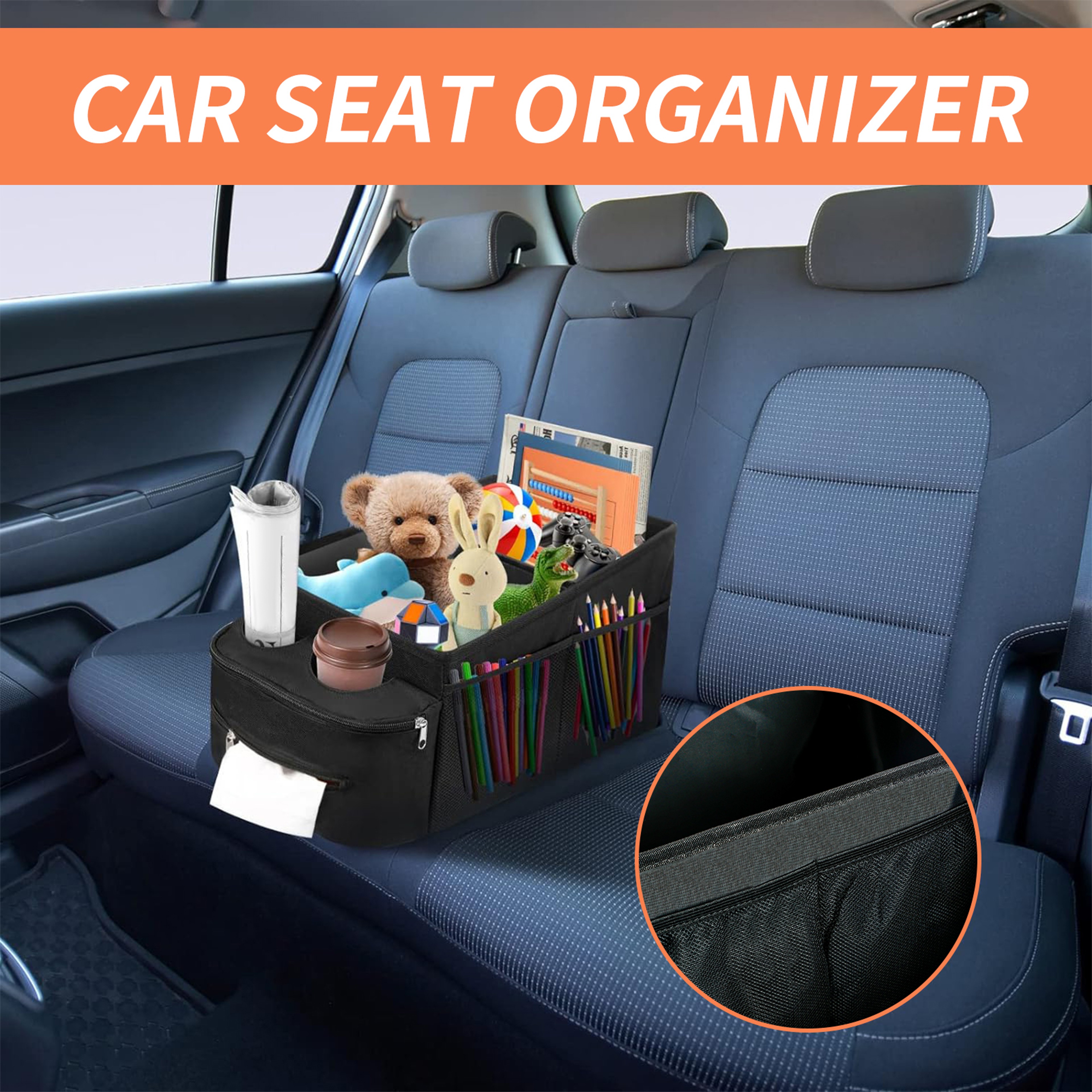 Car Trunk Organizer Storage Box Waterproof Folding Boot Seat Organizer Nonslip Pen Water Cup Phone  2