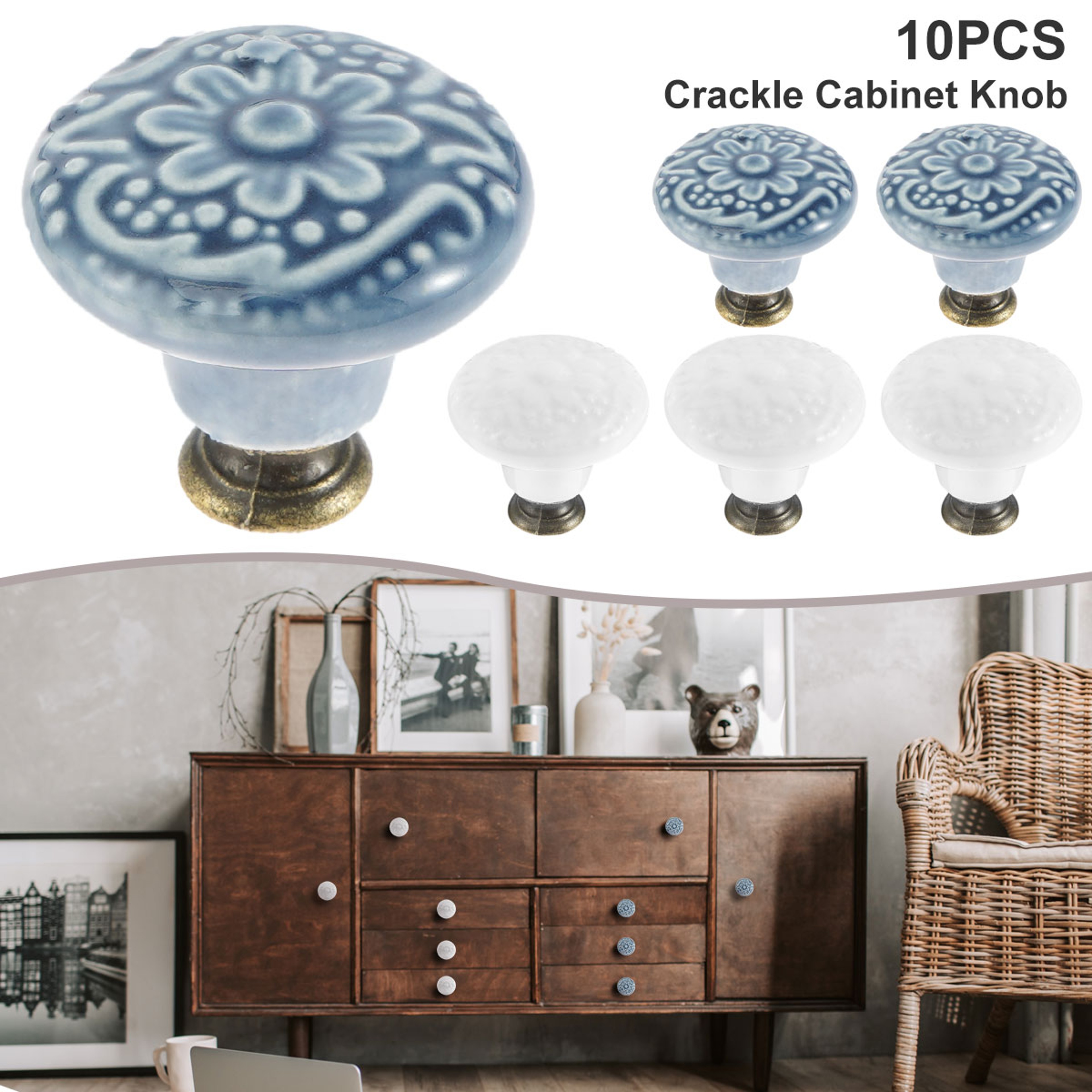Vintage Ceramic Door Knobs Round Cabinet Knobs Drawer Pull Handles For Closet Cupboard Wardrobe Dre 1