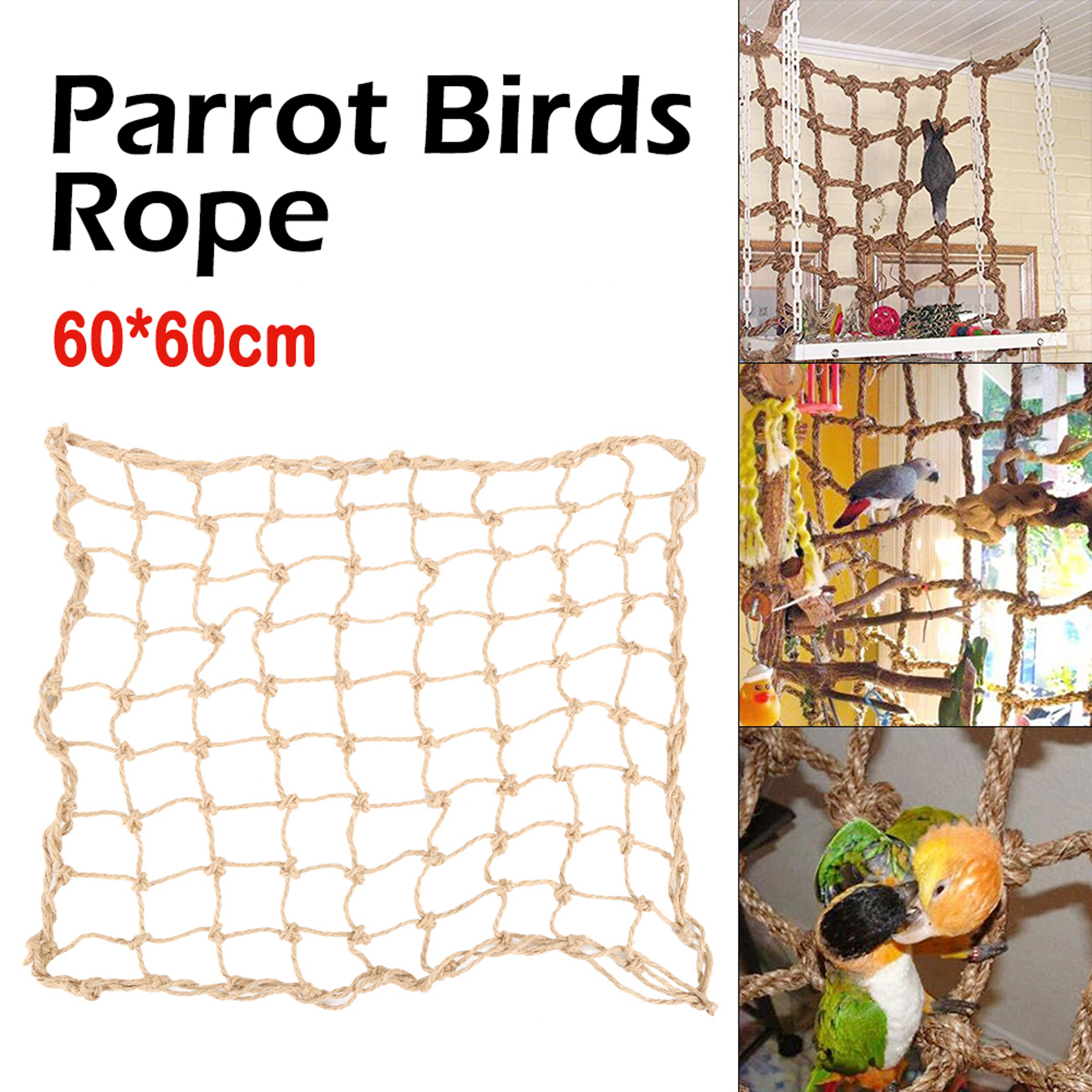 Birds Swing Ladder Toys Hemp Rope Net Pet Parrot Climbing Ropes With Hook Indoor Bird Chew Play Toy 1