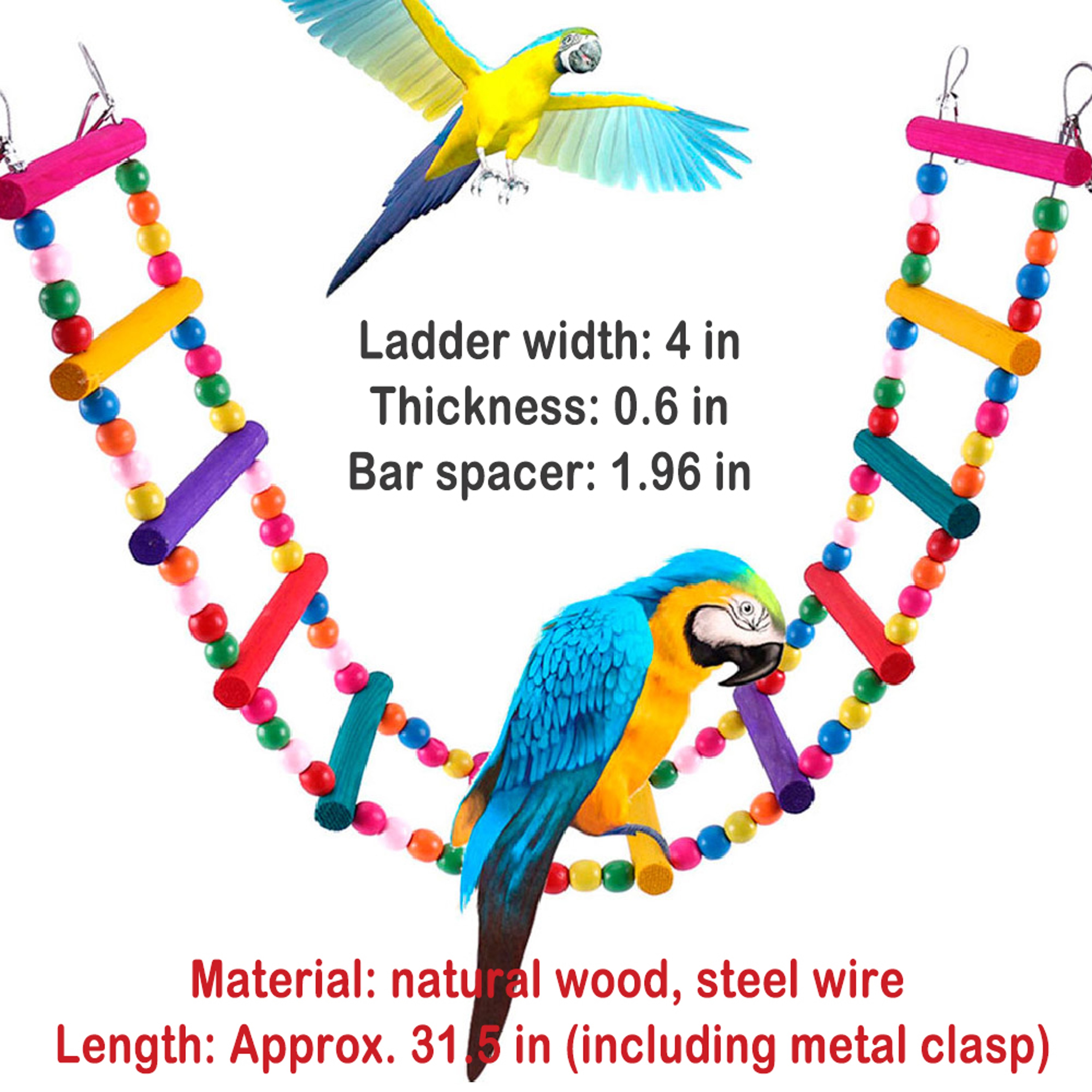 Birds Swing Ladder Toys Hemp Rope Net Pet Parrot Climbing Ropes With Hook Indoor Bird Chew Play Toy 2