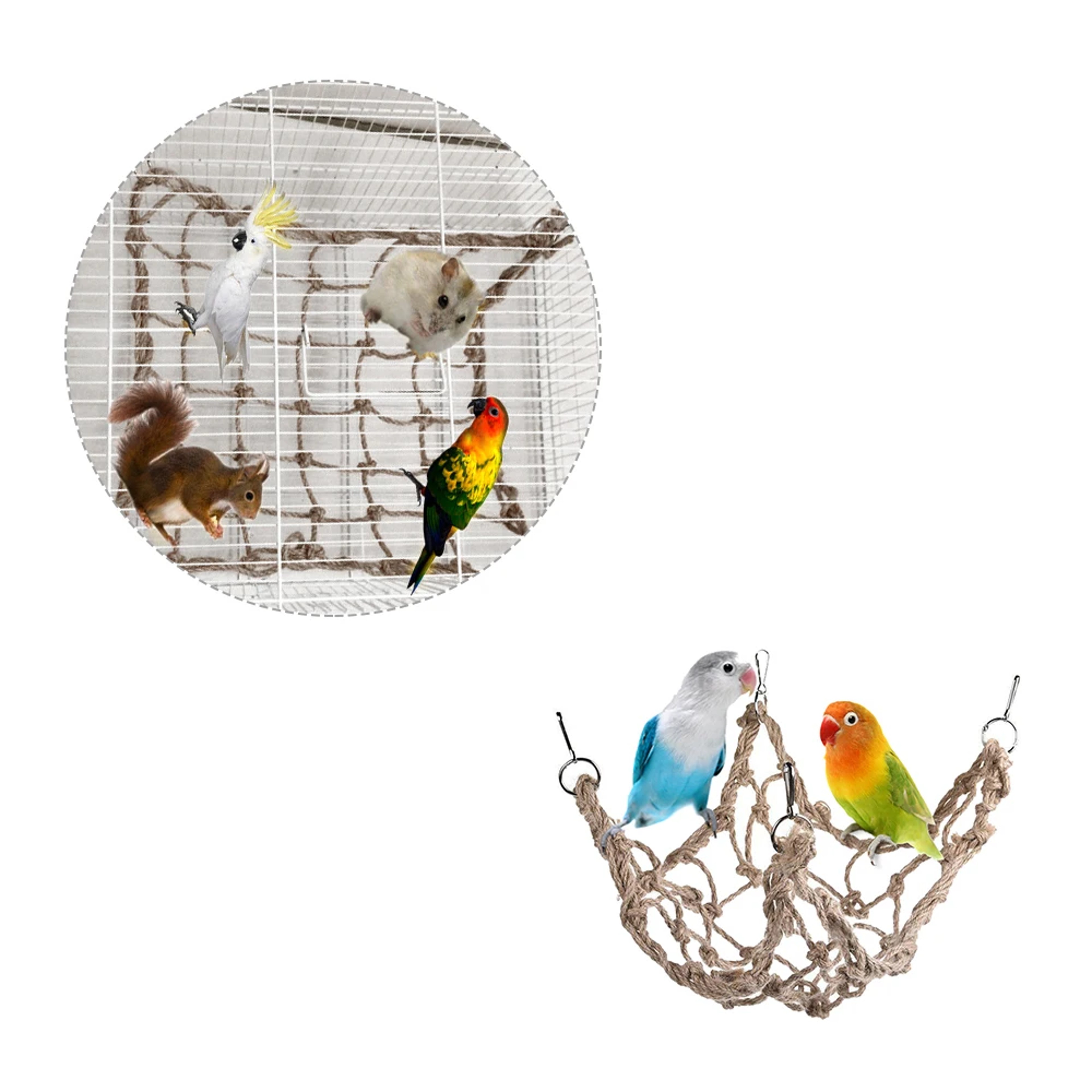 Birds Swing Ladder Toys Hemp Rope Net Pet Parrot Climbing Ropes With Hook Indoor Bird Chew Play Toy 4