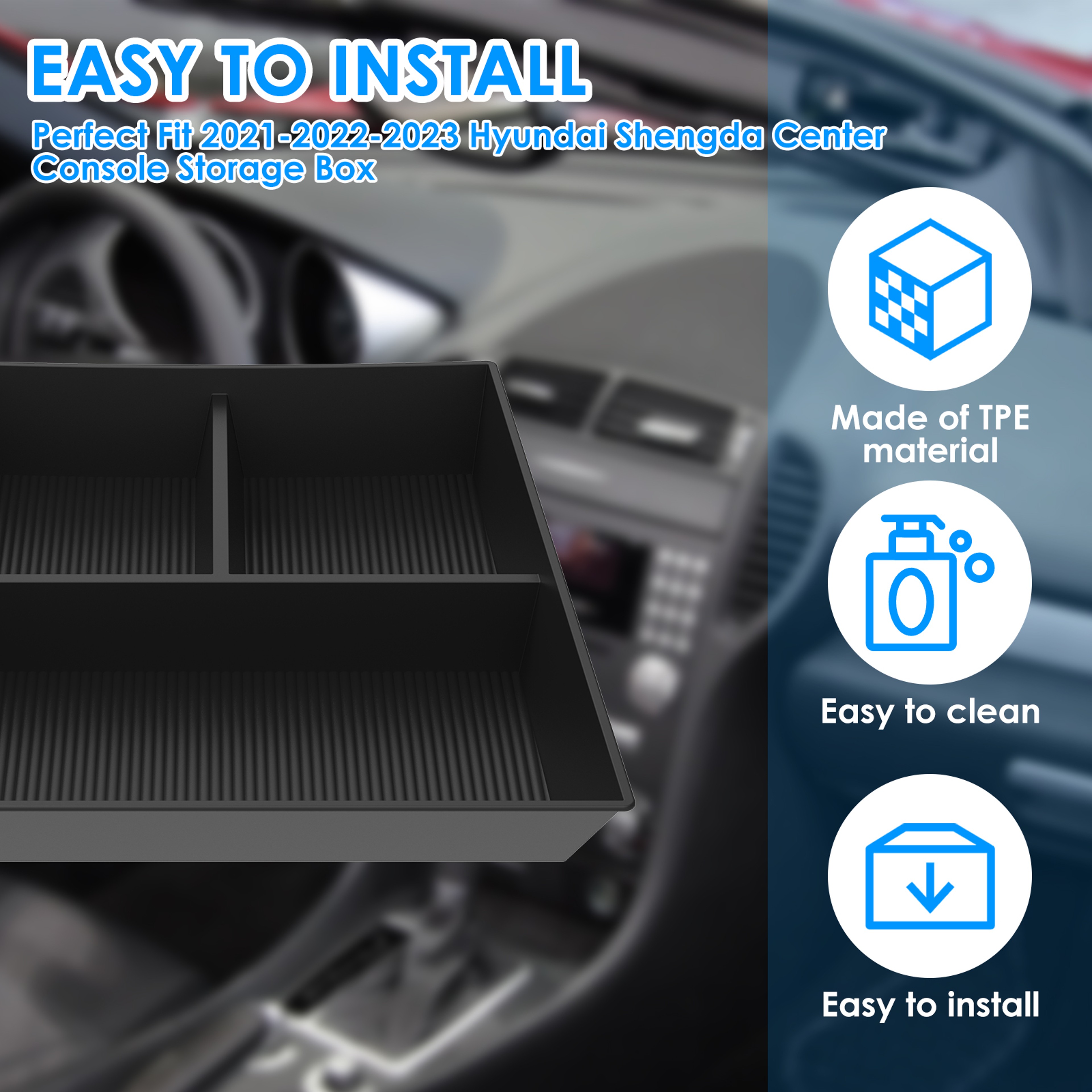 Car Center Console Lower Organiser NonSlip Tray TPE Armrest Insert Storage Box 3