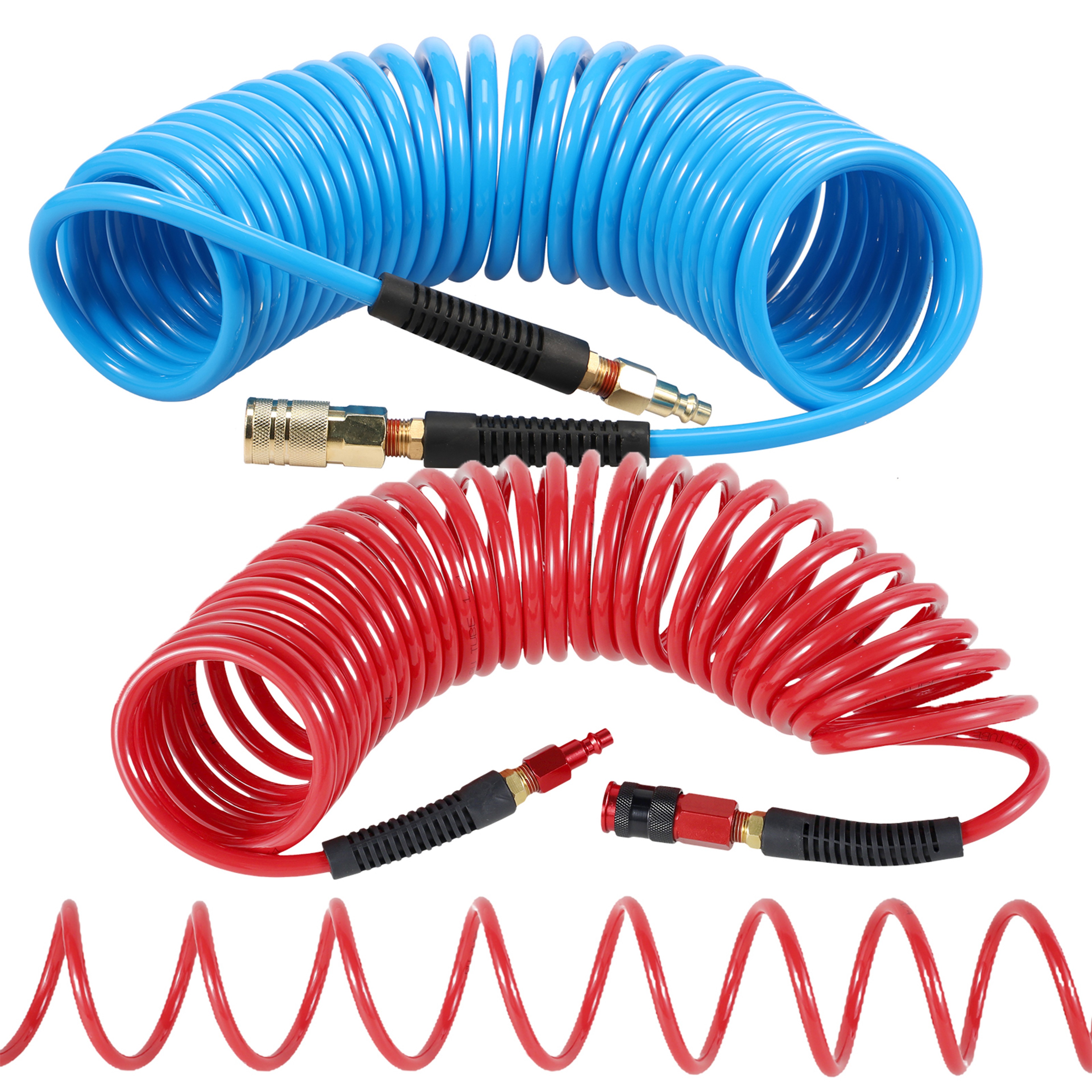 Air Compressor Hose with Coupler, Flexible PU Recoil Air Hose, Anti-Kink Tool Accessory – view 1