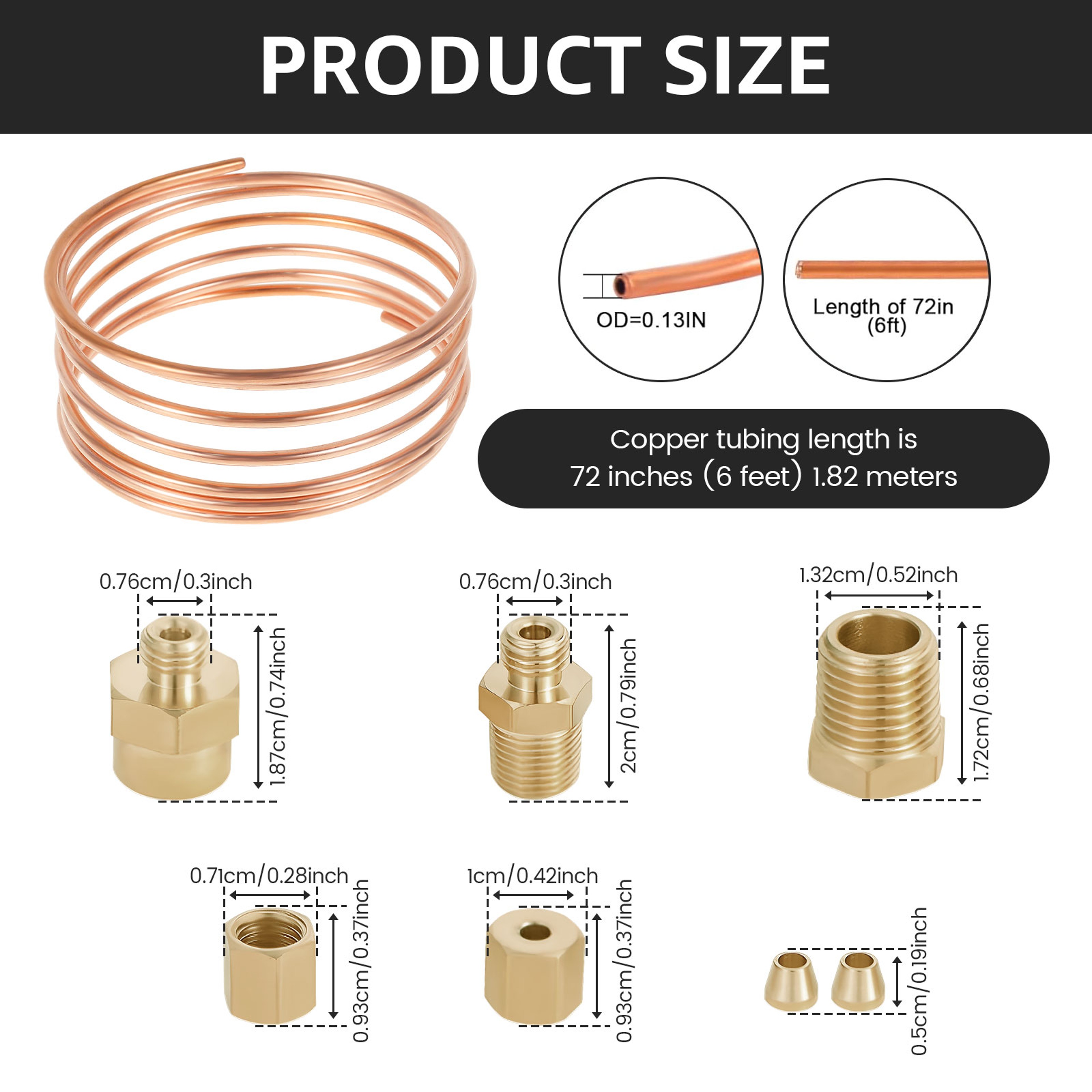 Oil Pressure Gauge Tubing Kit Copper Tube Threaded Parts Practical Oil Gauge Line Kit Set For Tract 5