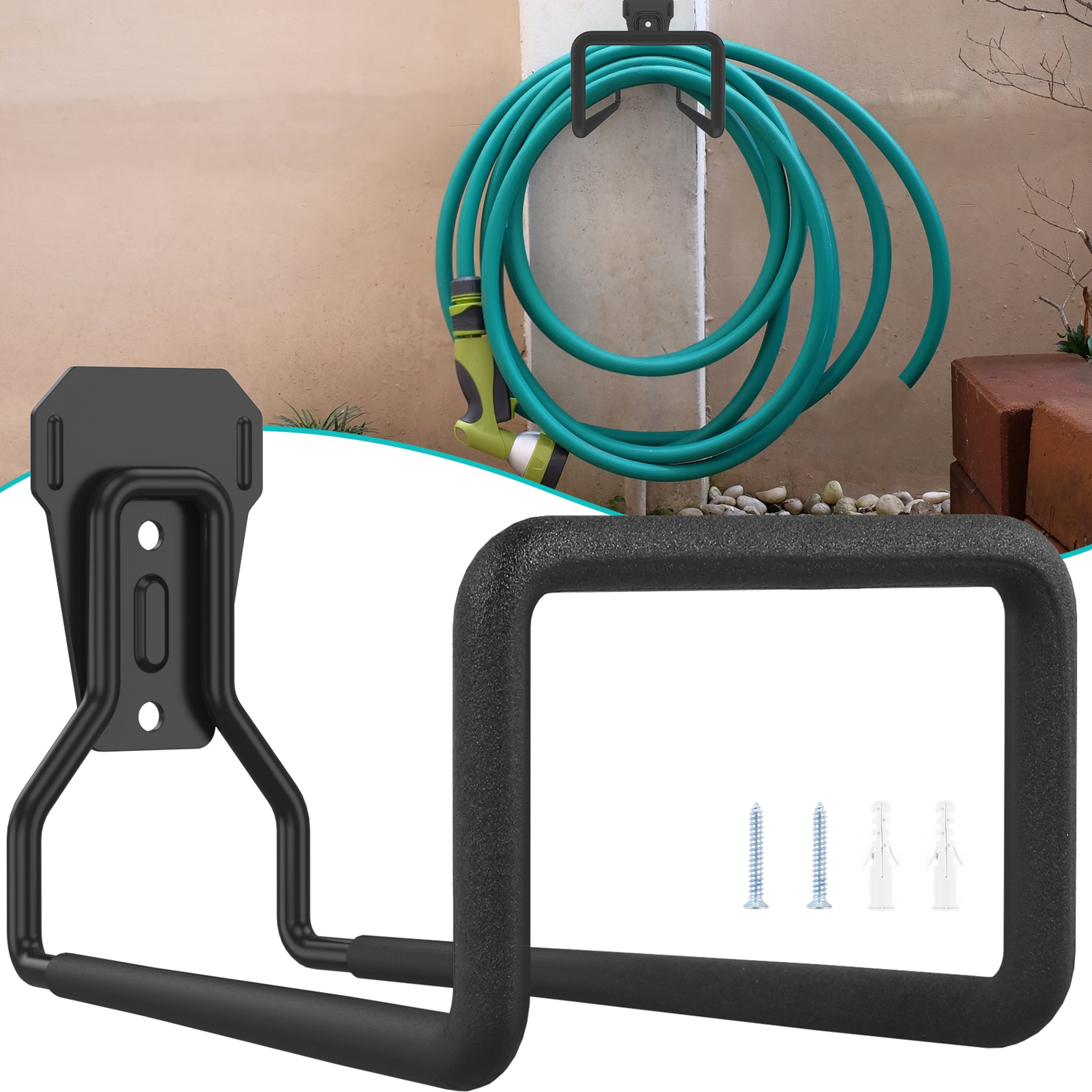 Heavy Duty Metal Hose Holder, Wall Mounted Garden Water Hose Holder, Sturdy Storage Bracket for Garage Hose Hook – view 1