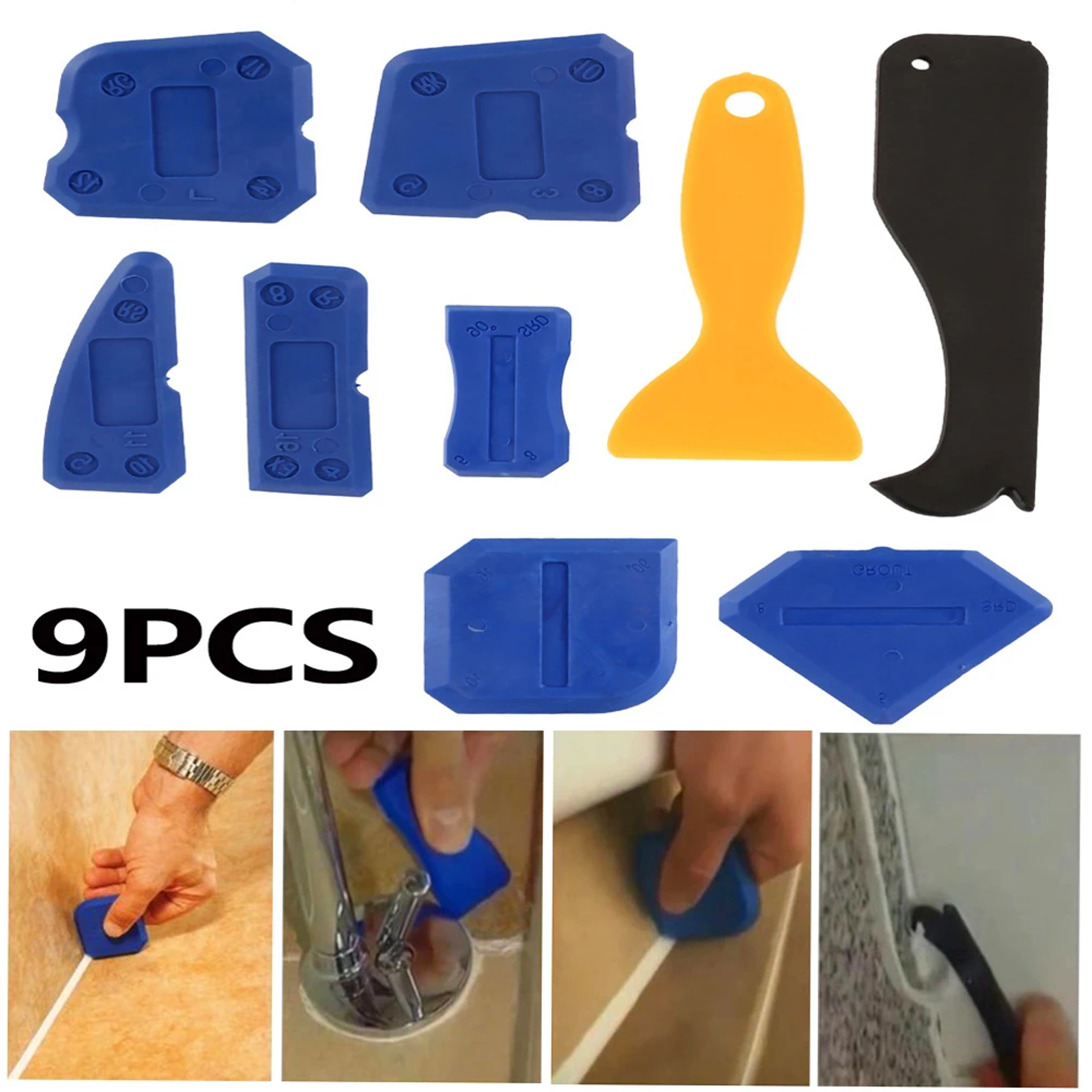 Caulking Tool Kit Plastic Sealant Finishing Tool Portable Grout Scraper For Multiple Shapes And Siz 1