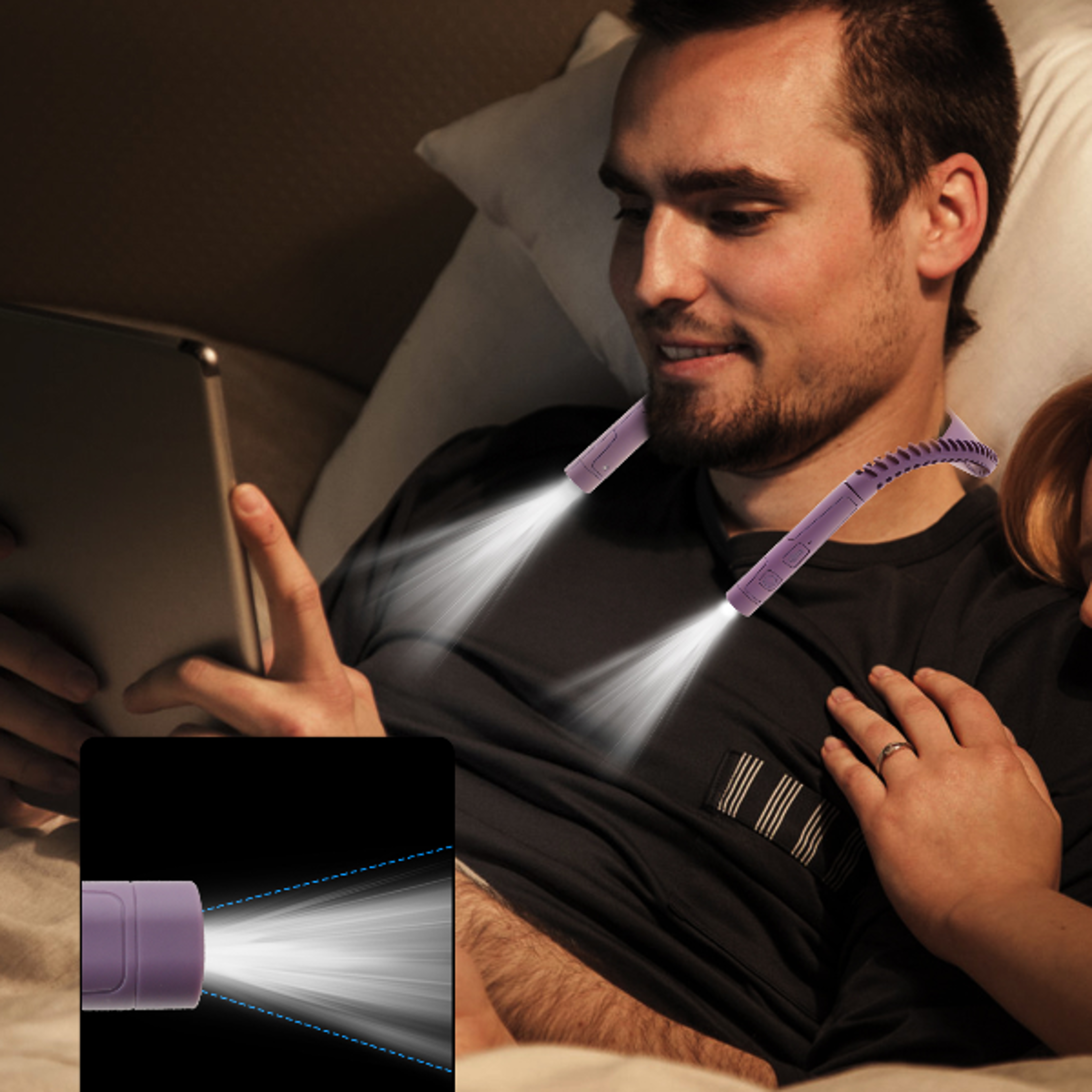 LED Neck Reading Light Speed Brightness Adjustable Type C Rechargeable Bendable Neck Light for Re
