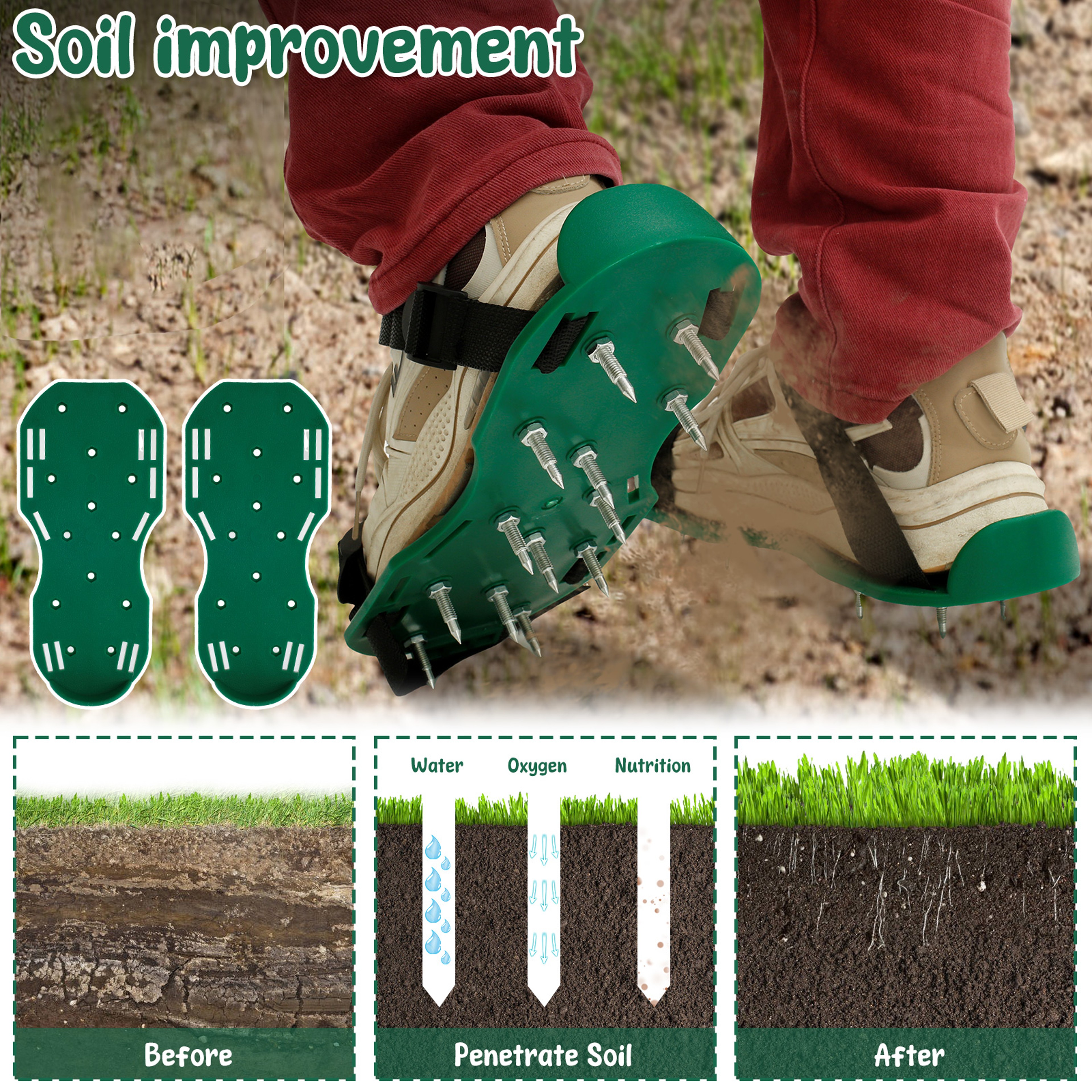 Aerator Lawn Tool Wear Resistant Yard Inflatable Shoes Easy To Take Off Anti Slip Lawn Aerator Shoe 2
