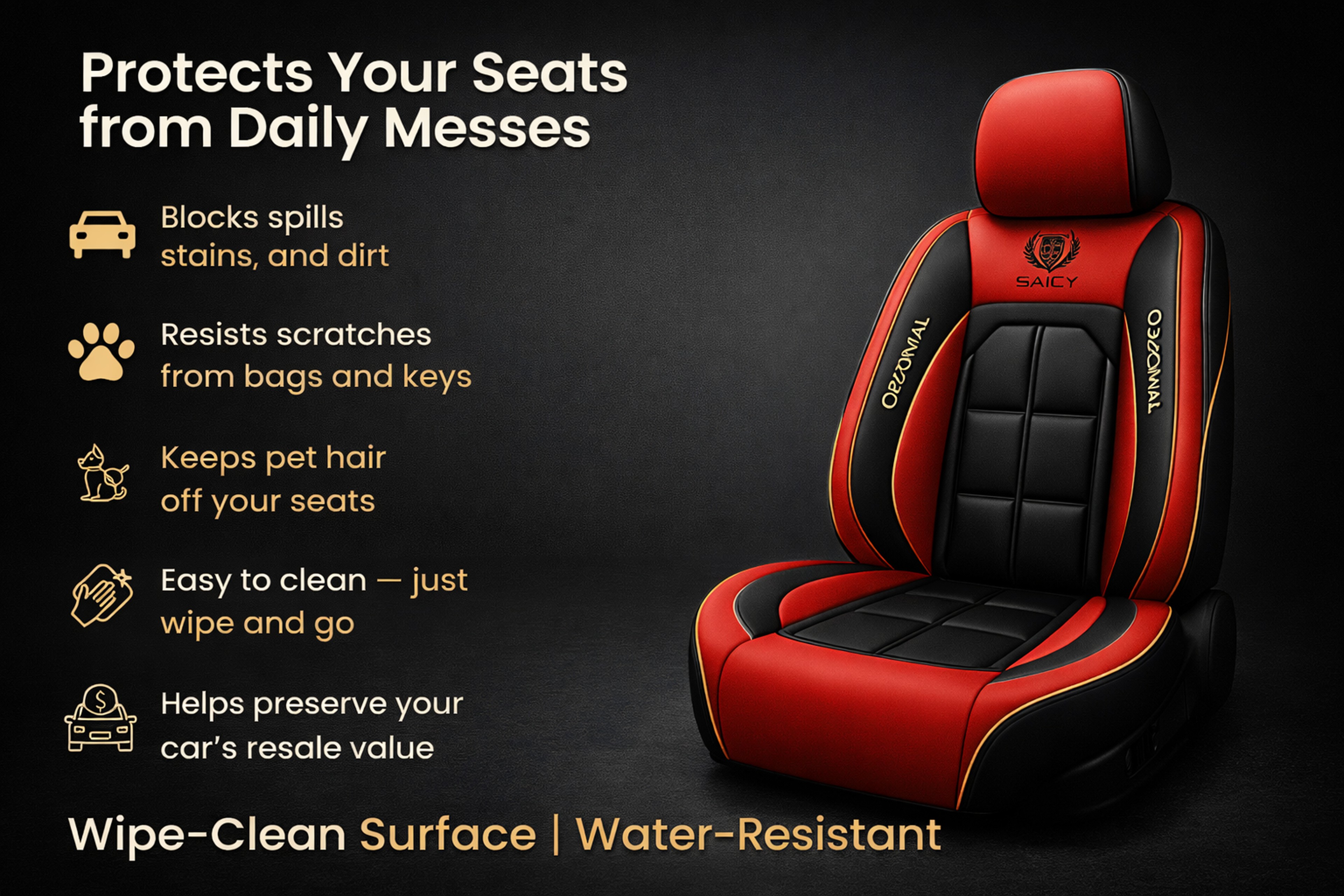 All Season Universal Pad, Full Leather Car Seat Cushion, Driver or Passenger Seat Cover – view 18