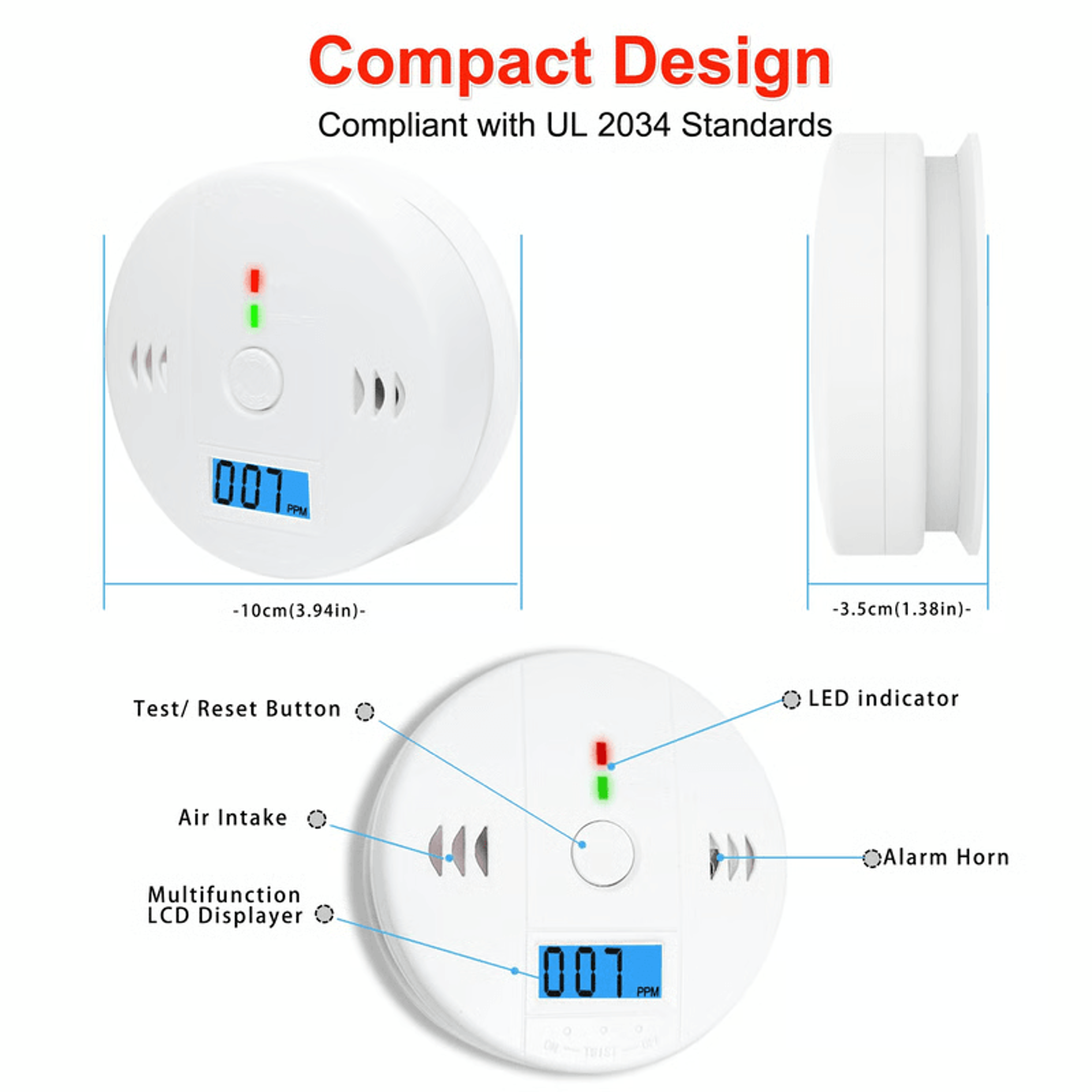 Carbon Monoxide  Smoke Alarm Detector  2in1 Fire Safety Device For Home 7