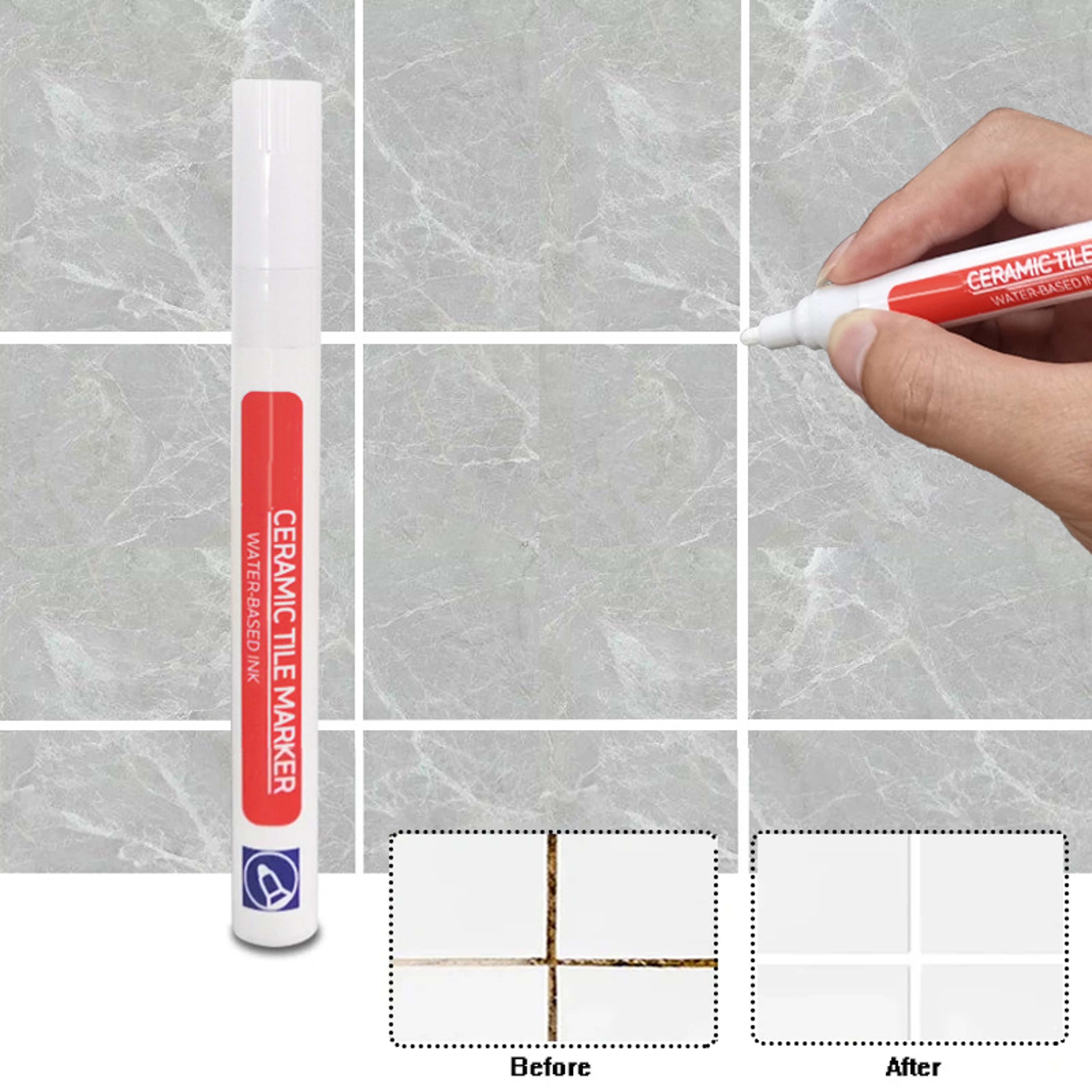 Waterproof Tile Grout Pen  Easy Seam Repair  White Grout Color Restorer 0