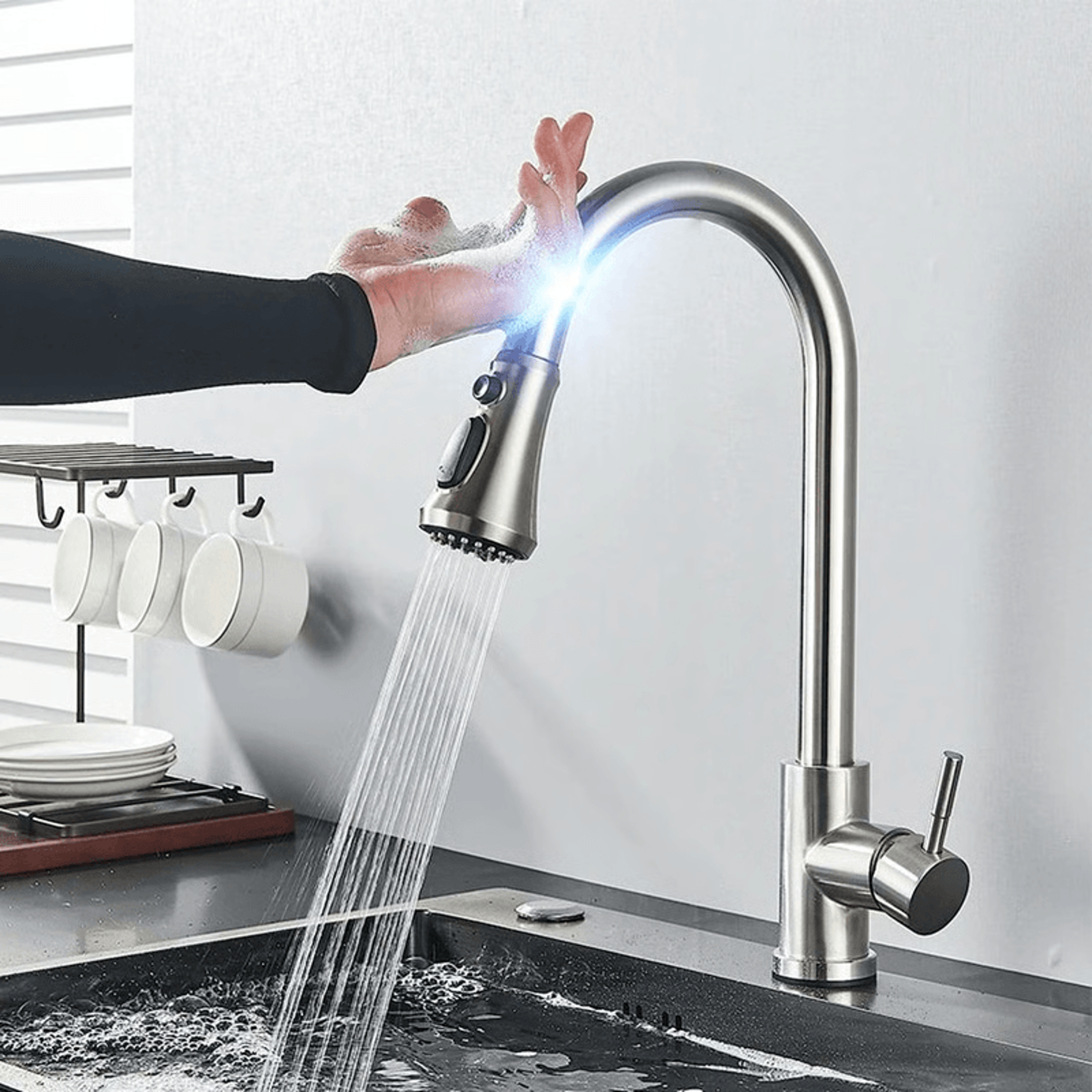 Touch Sensor Kitchen Mixer Tap With PullOut Sprayer  Smart Faucet Upgrade 7