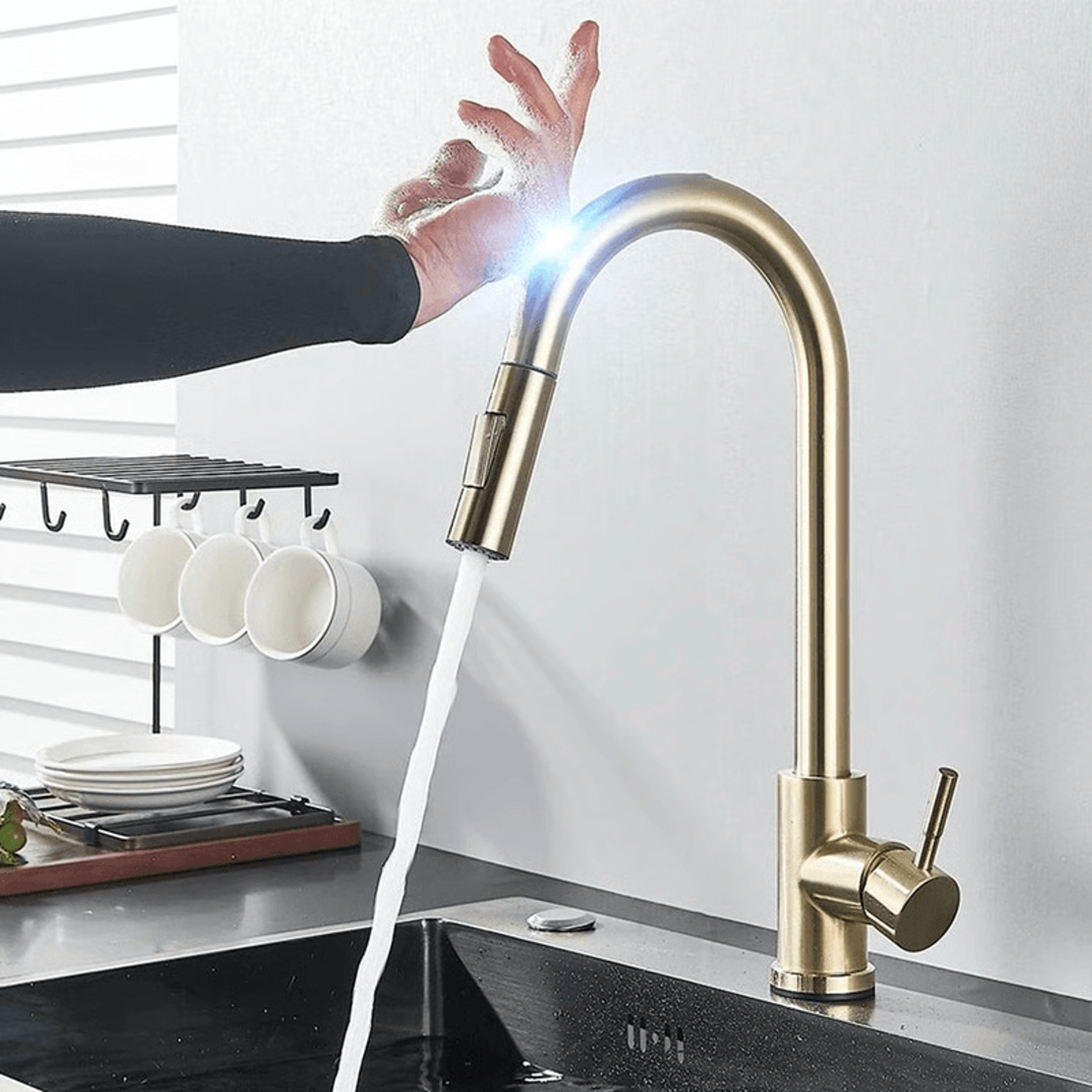 Touch Sensor Kitchen Mixer Tap With PullOut Sprayer  Smart Faucet Upgrade 8