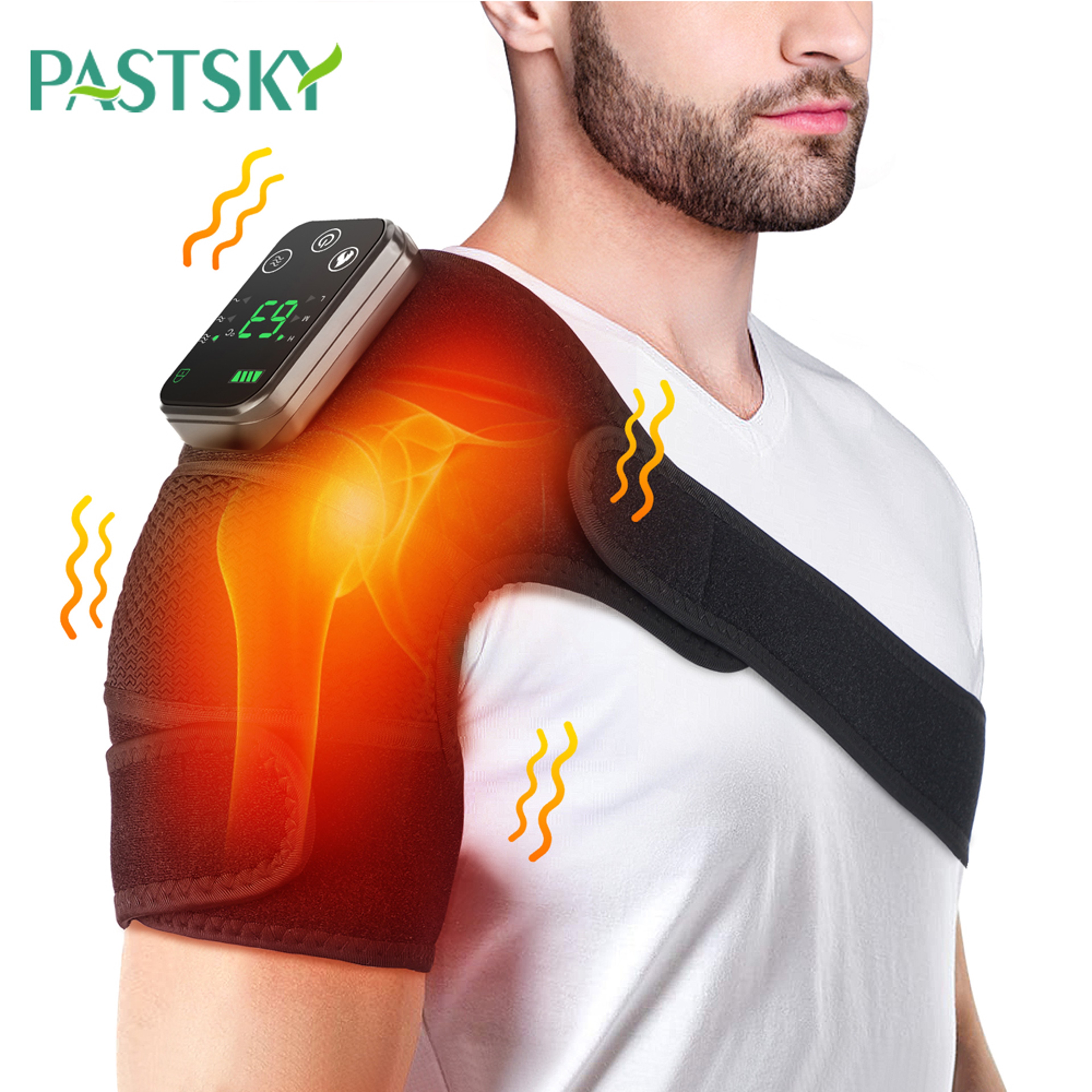 Rechargeable Heating Shoulder Brace Massager with Vibration Therapy for Shoulder and Knee Relief – view 1