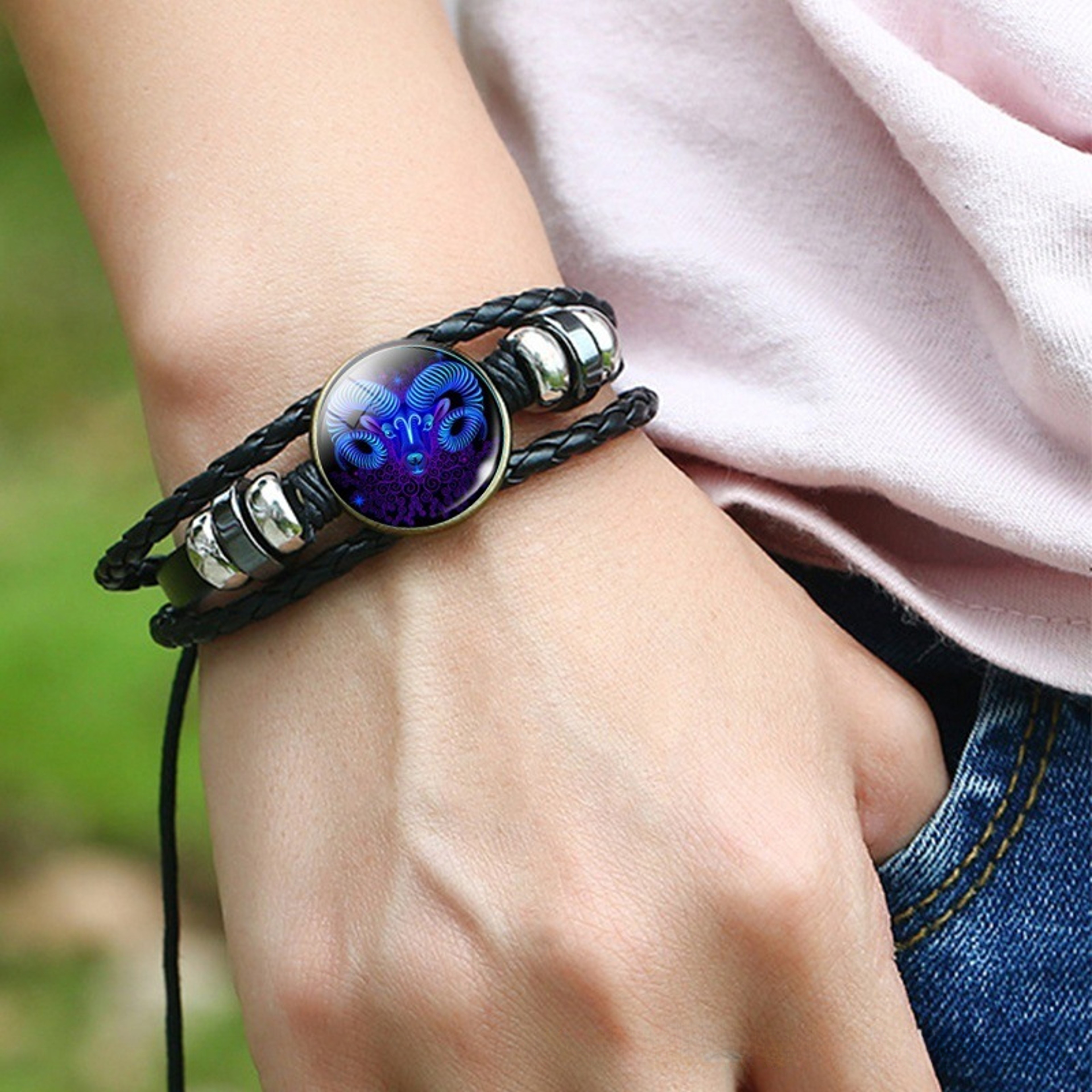Glow In The Dark Zodiac Bracelet Multilayer Leather Wrap Astrology Gift 0