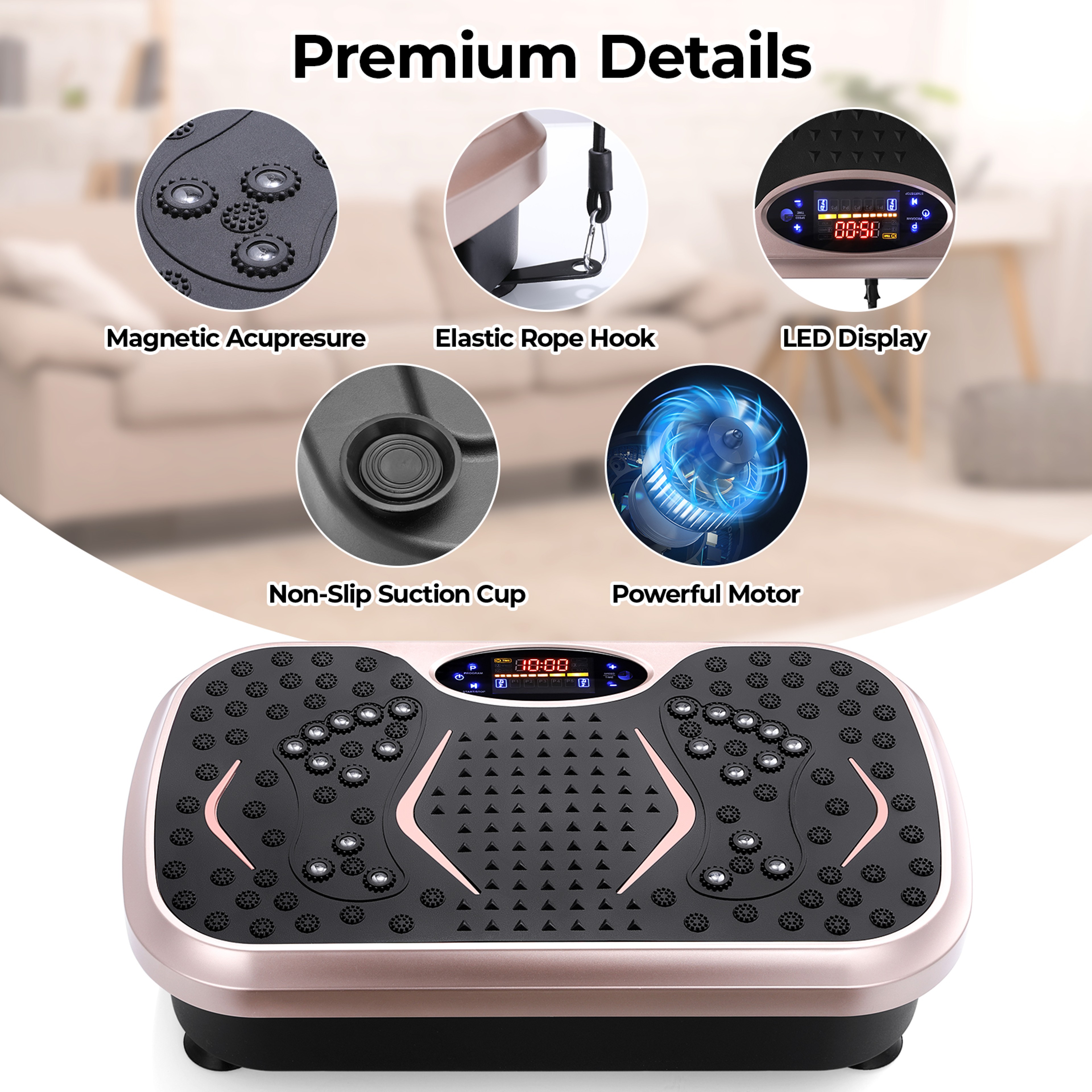 Vibration Plate Exercise Machine For Home Fitness With Loop Bands And Full Body Training 3