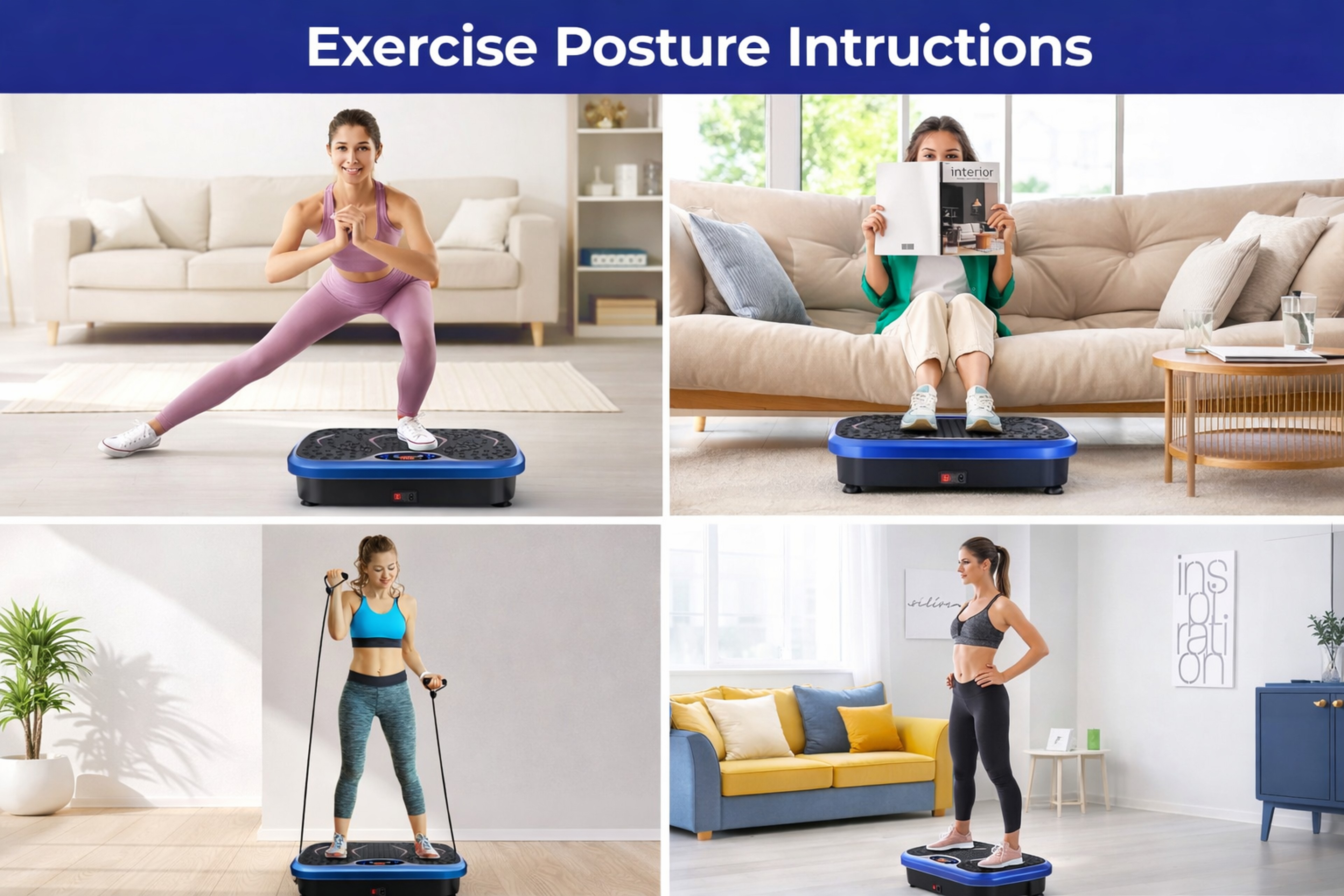 Vibration Plate Exercise Machine with Resistance Bands for Home Workouts – view 12