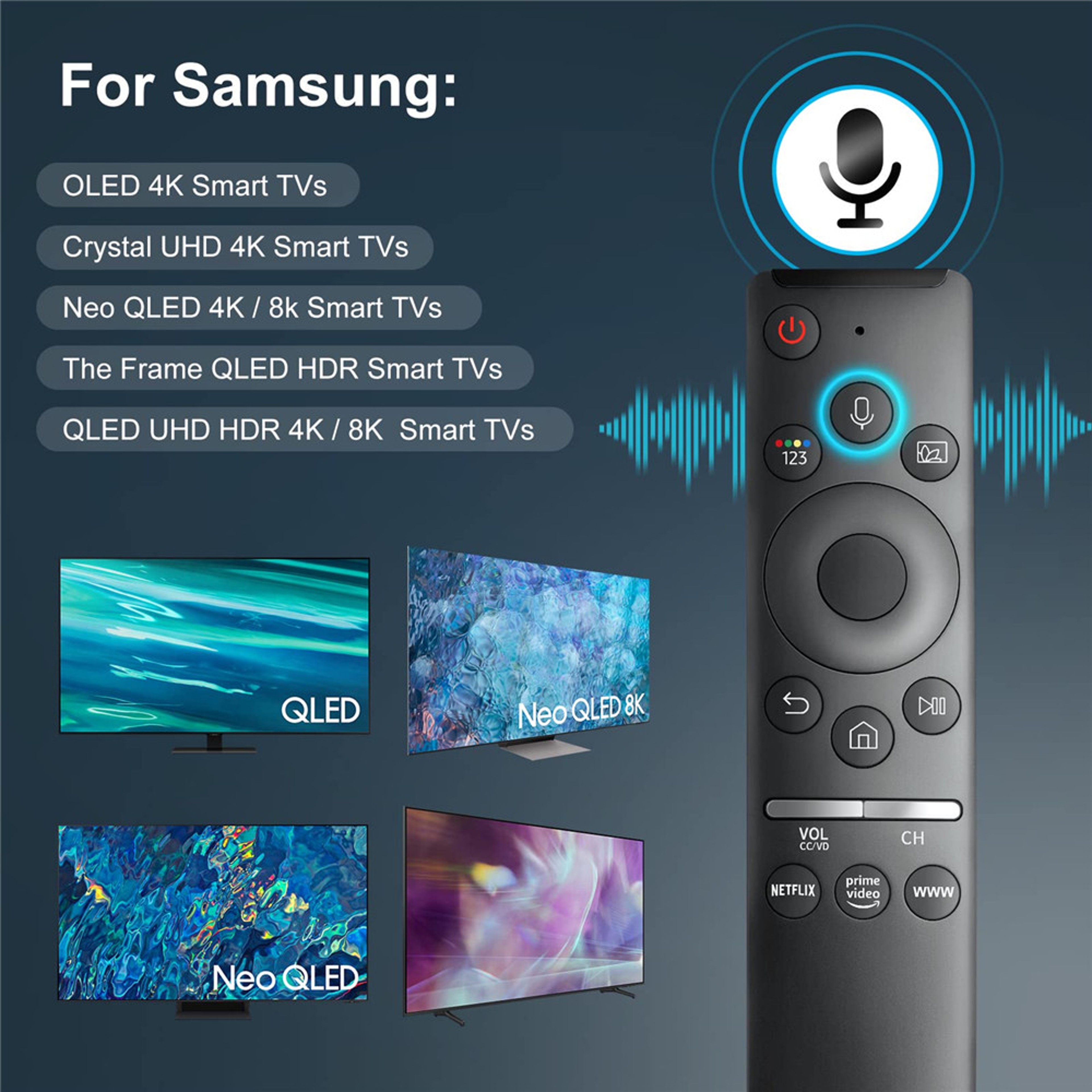 Samsung BN59-01312F Remote Replacement with Voice and Bluetooth for Smart TV – view 2