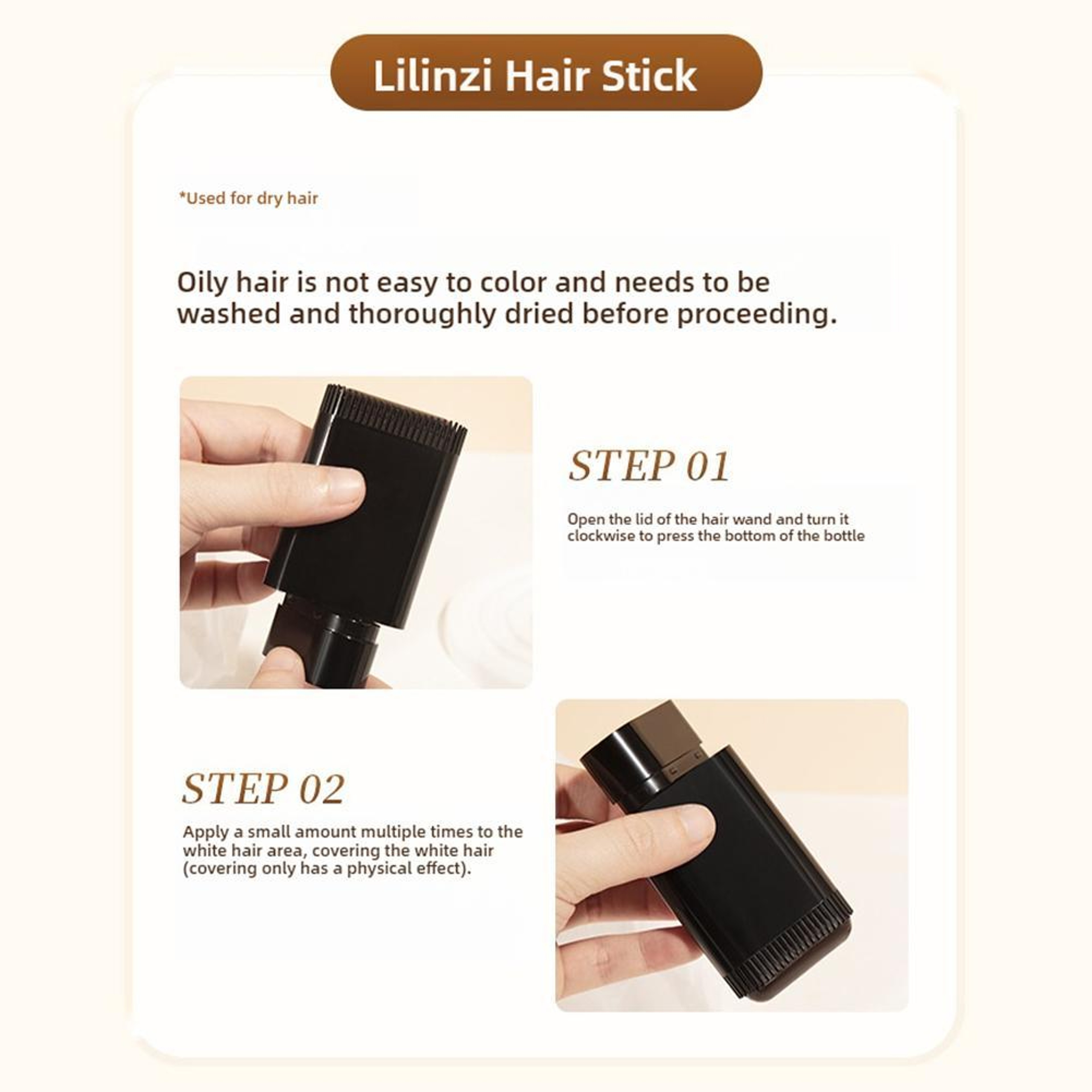 Instant Gray Hair Touch Up Comb Stick for Natural Root Coverage – view 3