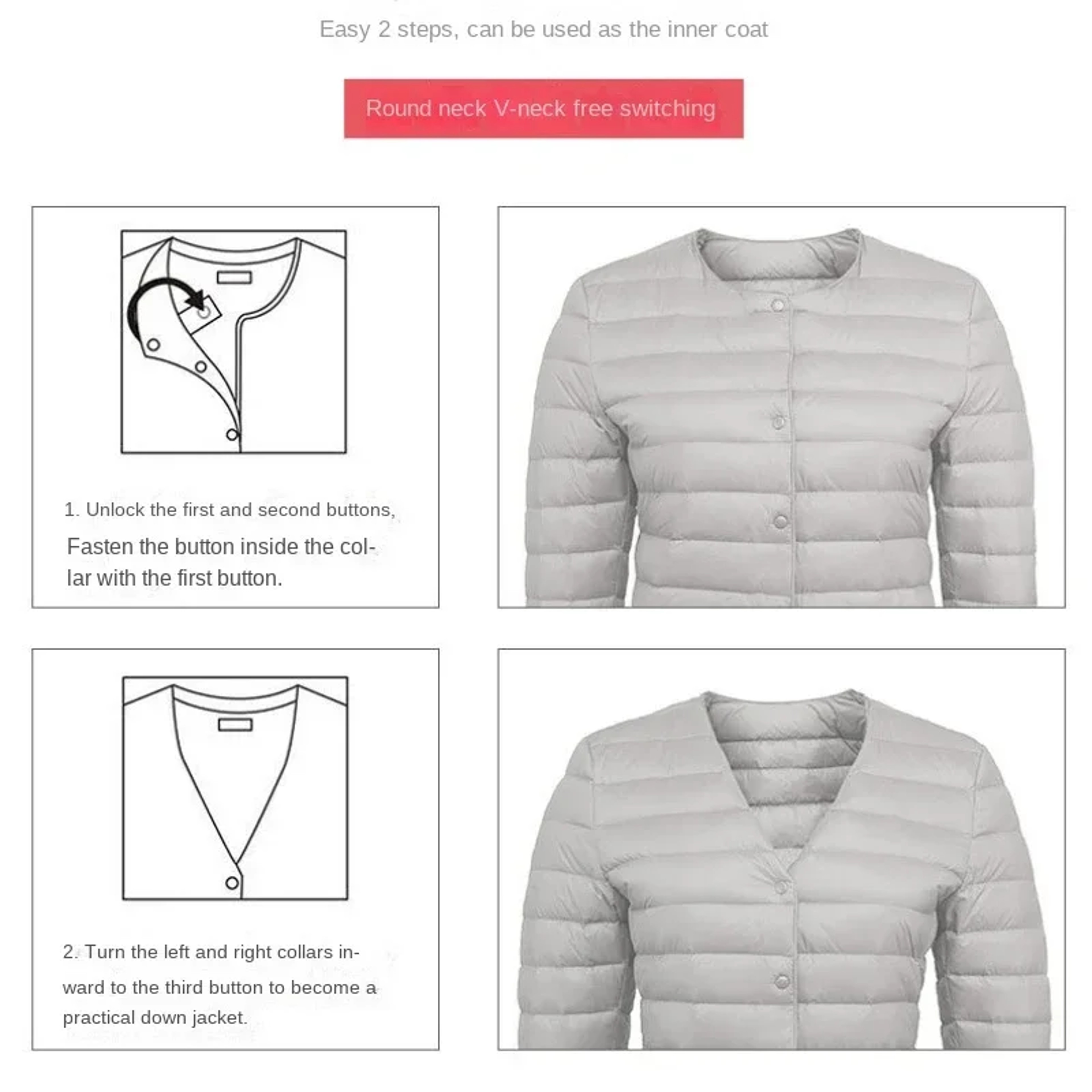 Ultra Lightweight Packable Down Jacket For Women Slim Fit Winter Coat 4