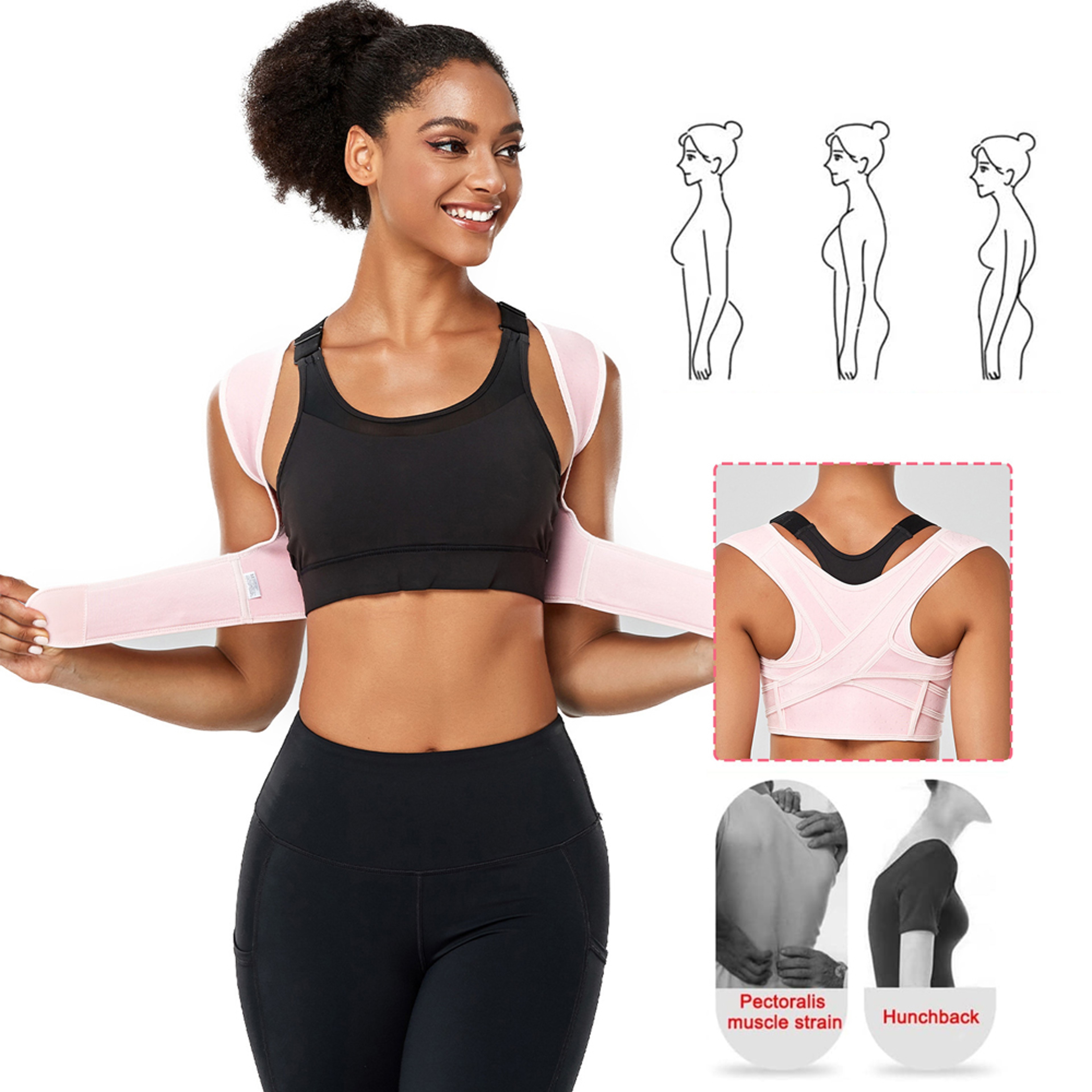 Breathable Posture Corrector Back Brace with Adjustable Upper Back – view 2